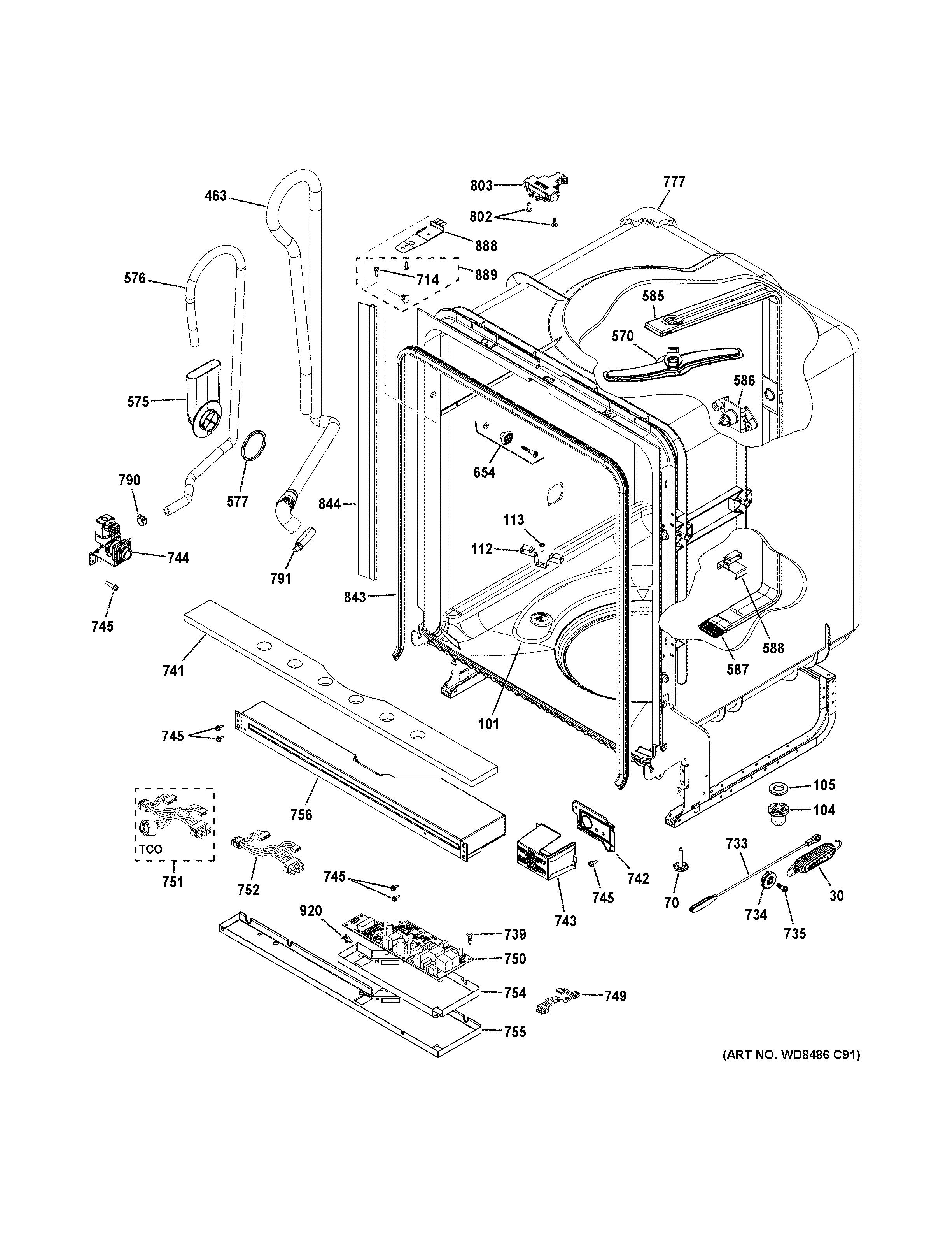 GE GDF540HSD1SS body parts diagram