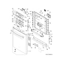 GE GDT550HGD1WW escutcheon & door assembly diagram