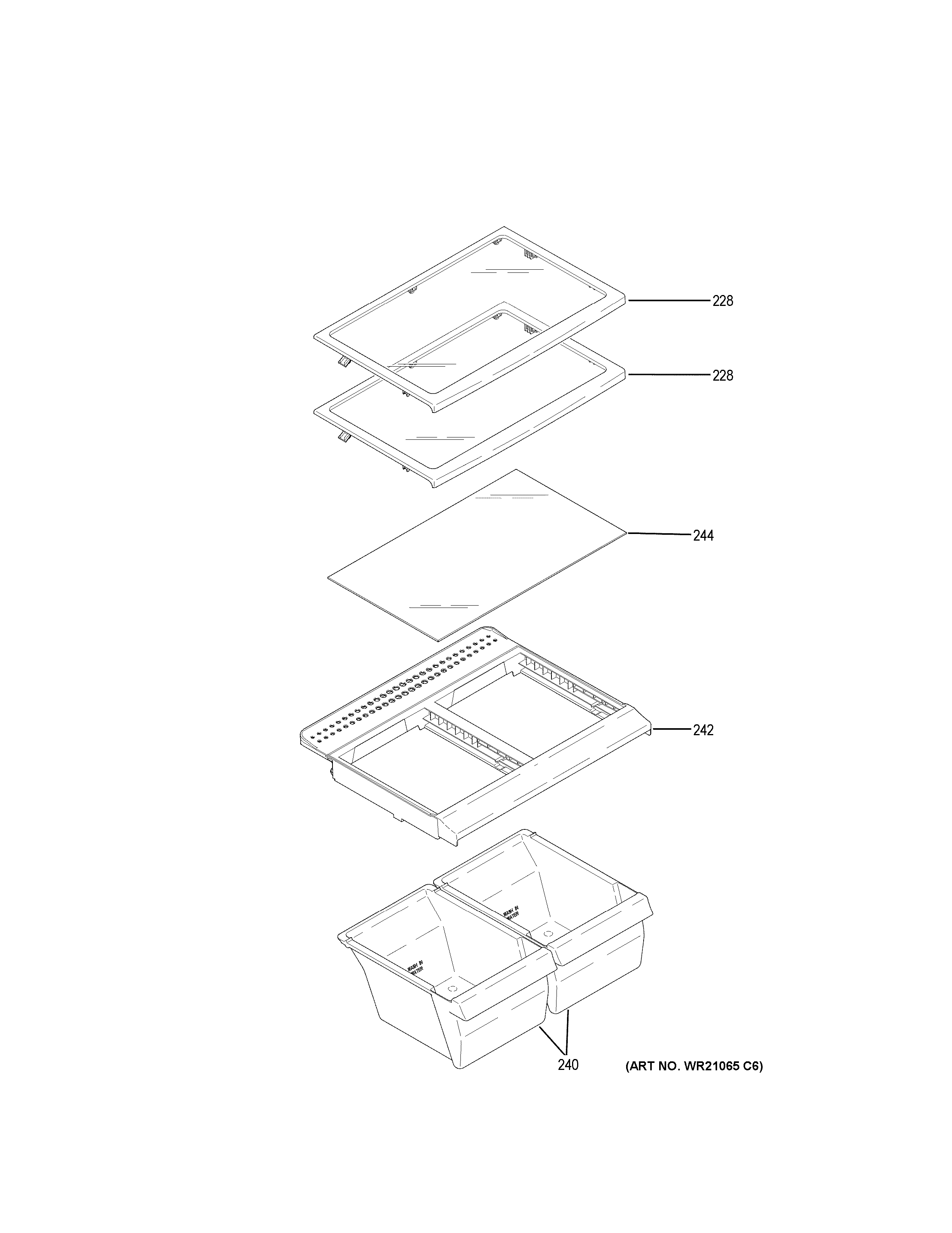 Hotpoint HPS18GTMSRWW fresh food shelves diagram