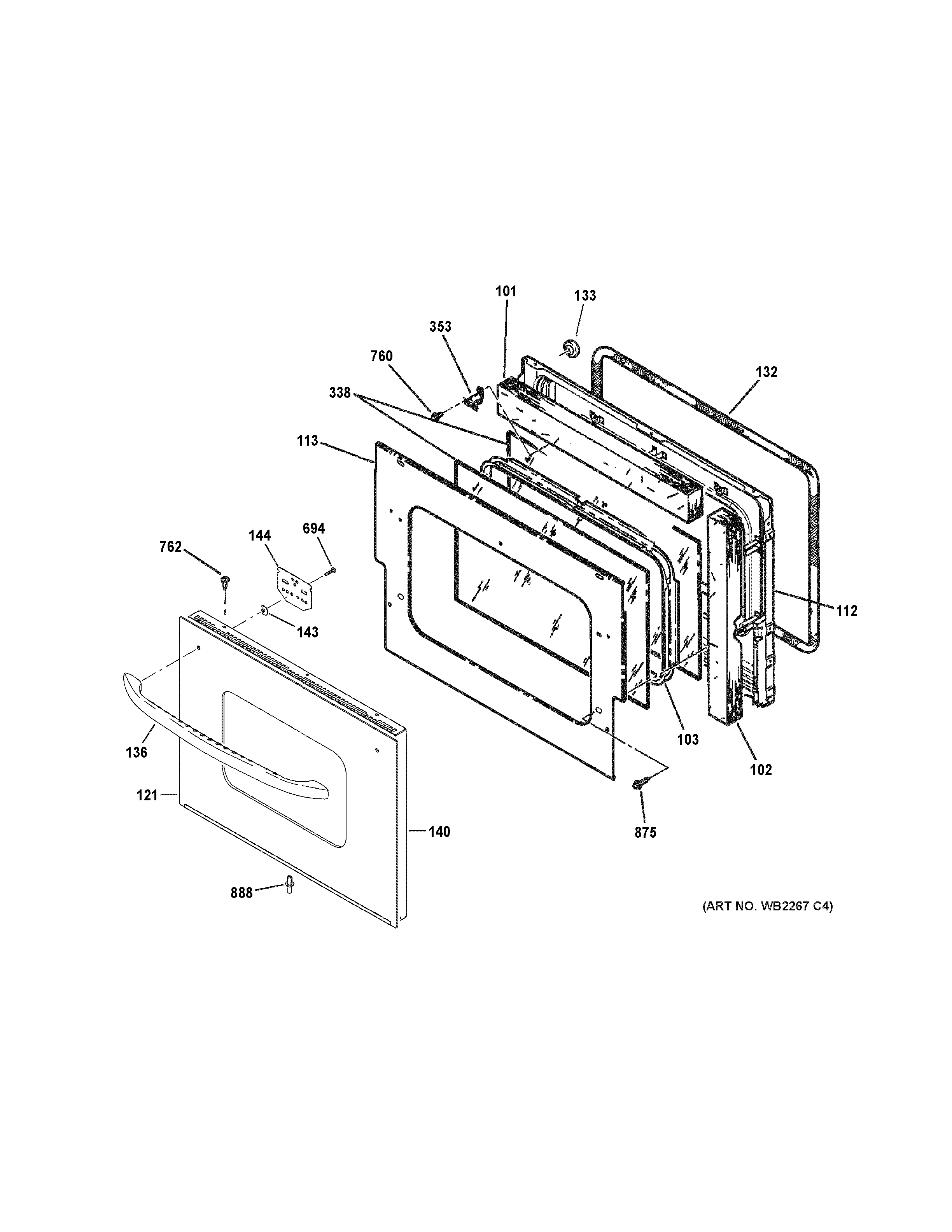GE JM250DF3BB door diagram