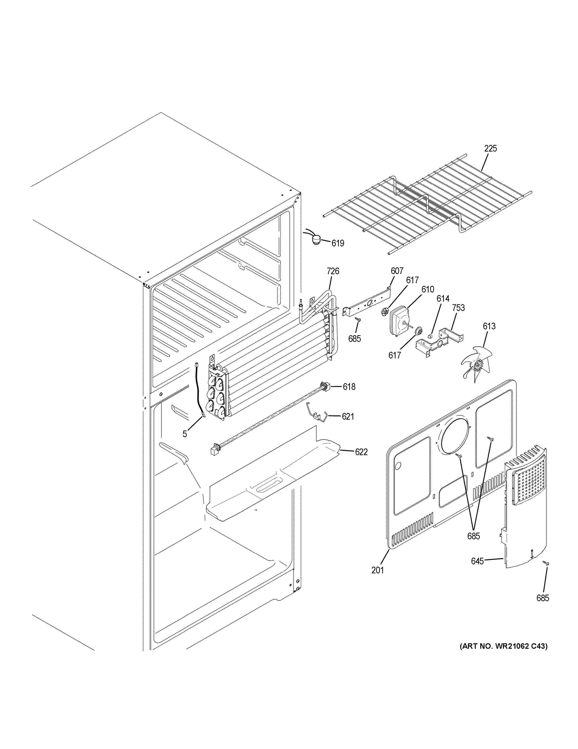 GE GIE18ETHSRBB freezer section diagram