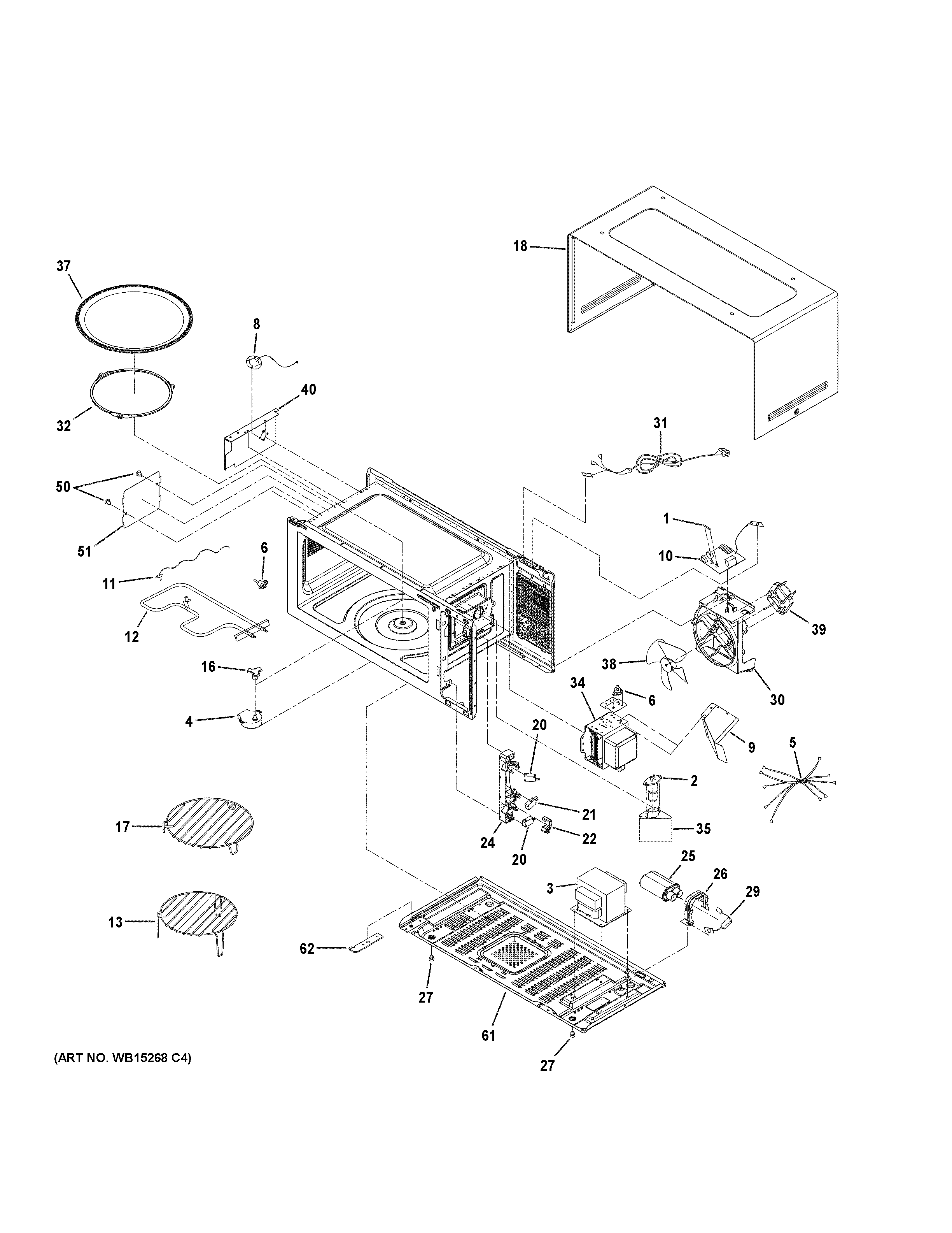 GE CEB1599SJ3SS oven cavity parts diagram