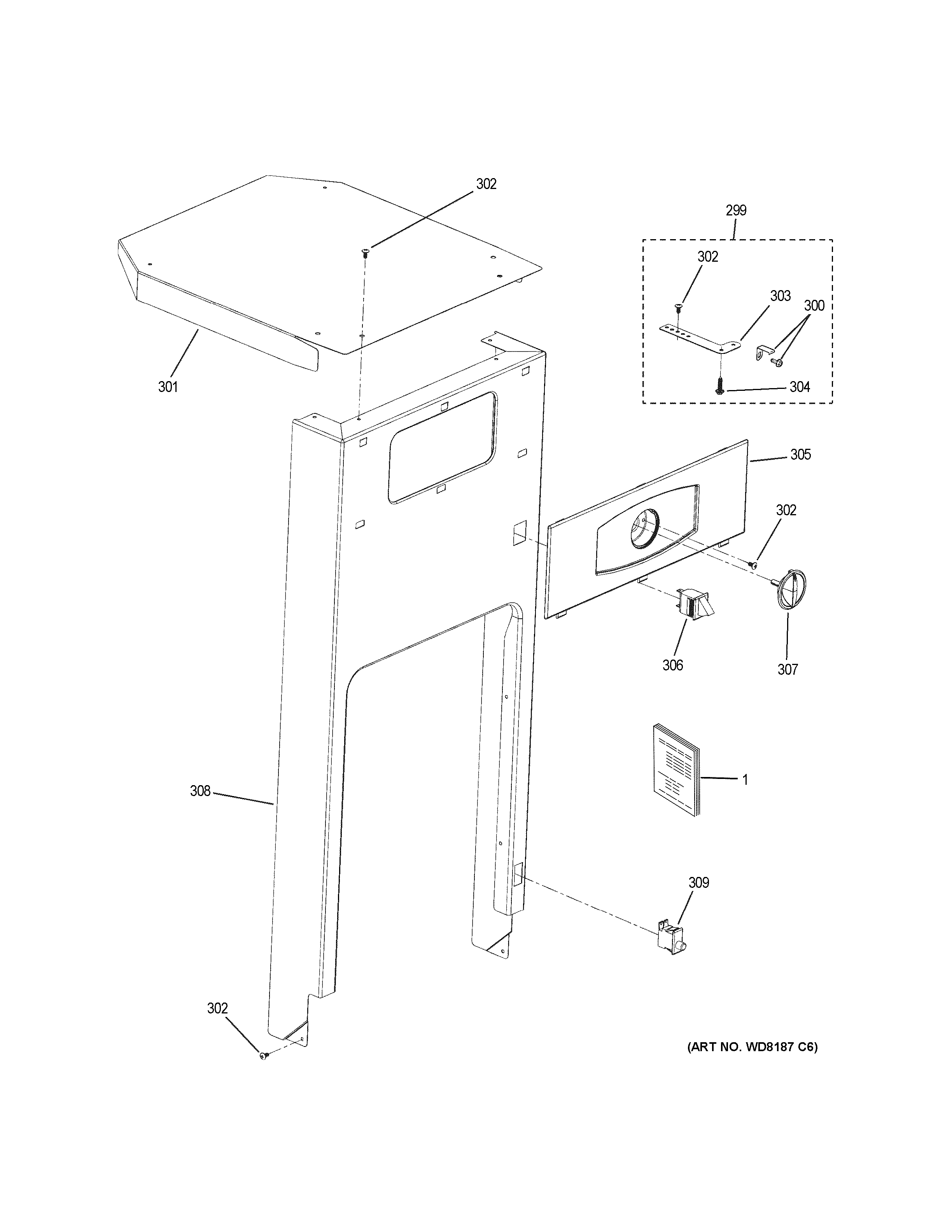 GE GCG1500R0BB cabinet & control parts diagram