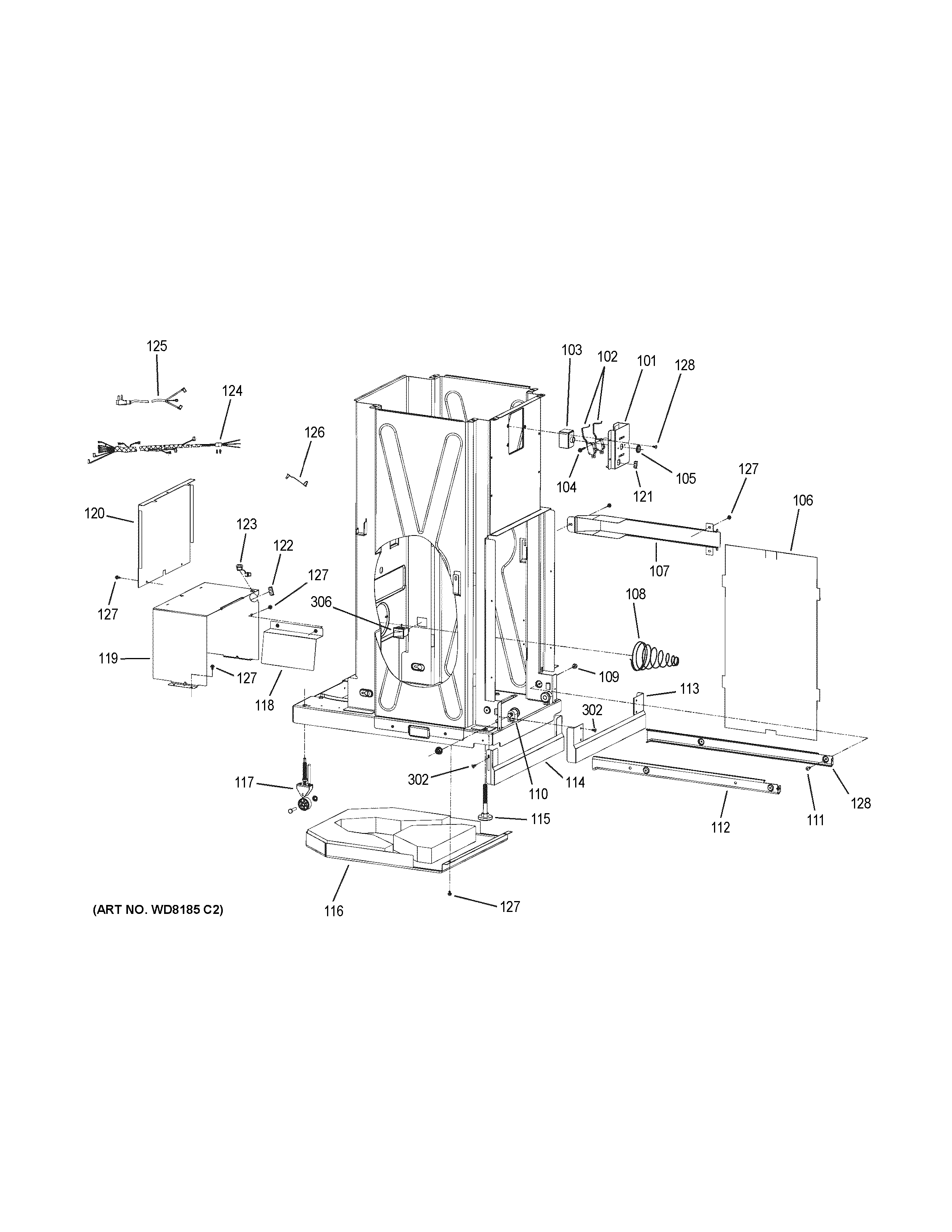 GE GCG1500R0BB frame parts diagram