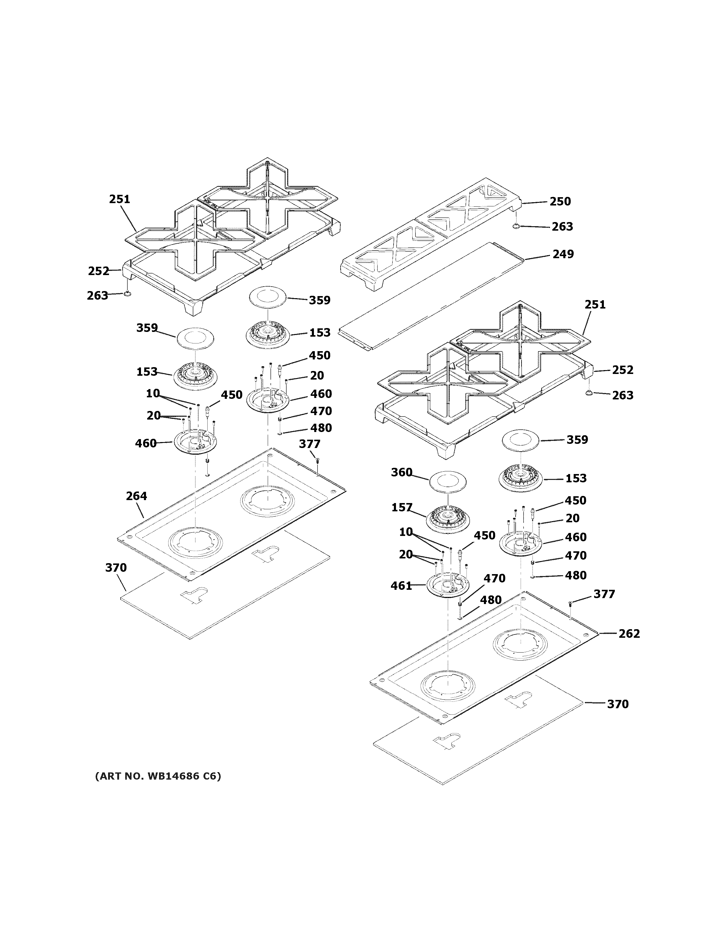 GE ZGP304NR1SS cooktop diagram