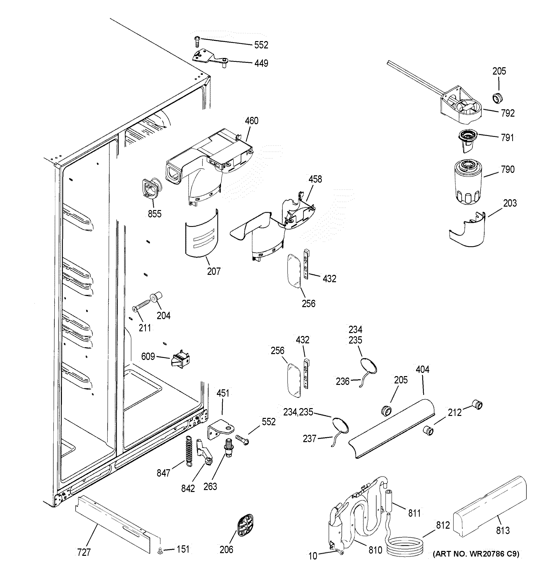 GE PSE25KGHEHWW fresh food section diagram