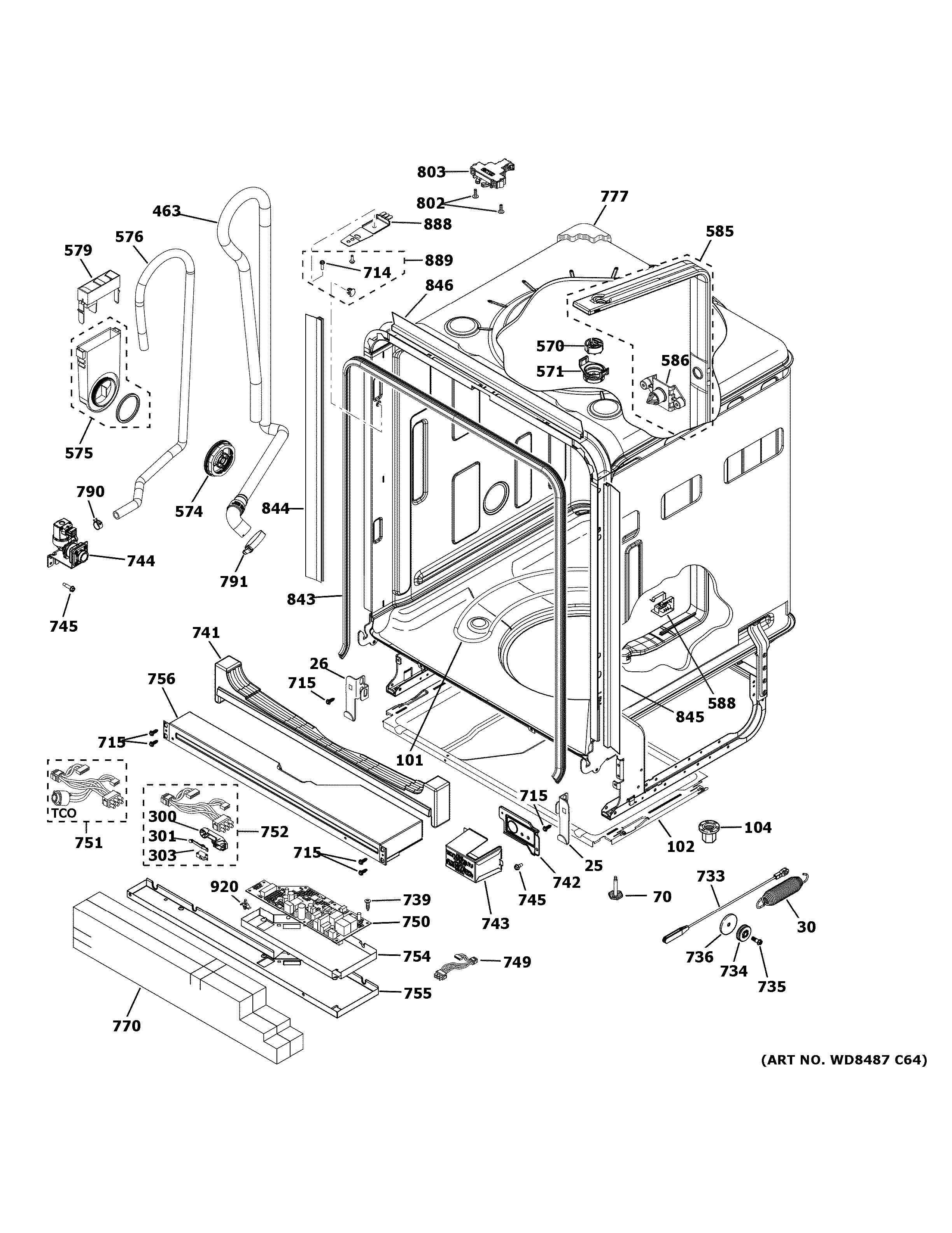 GE GDT695SGJ0WW body parts (1) diagram