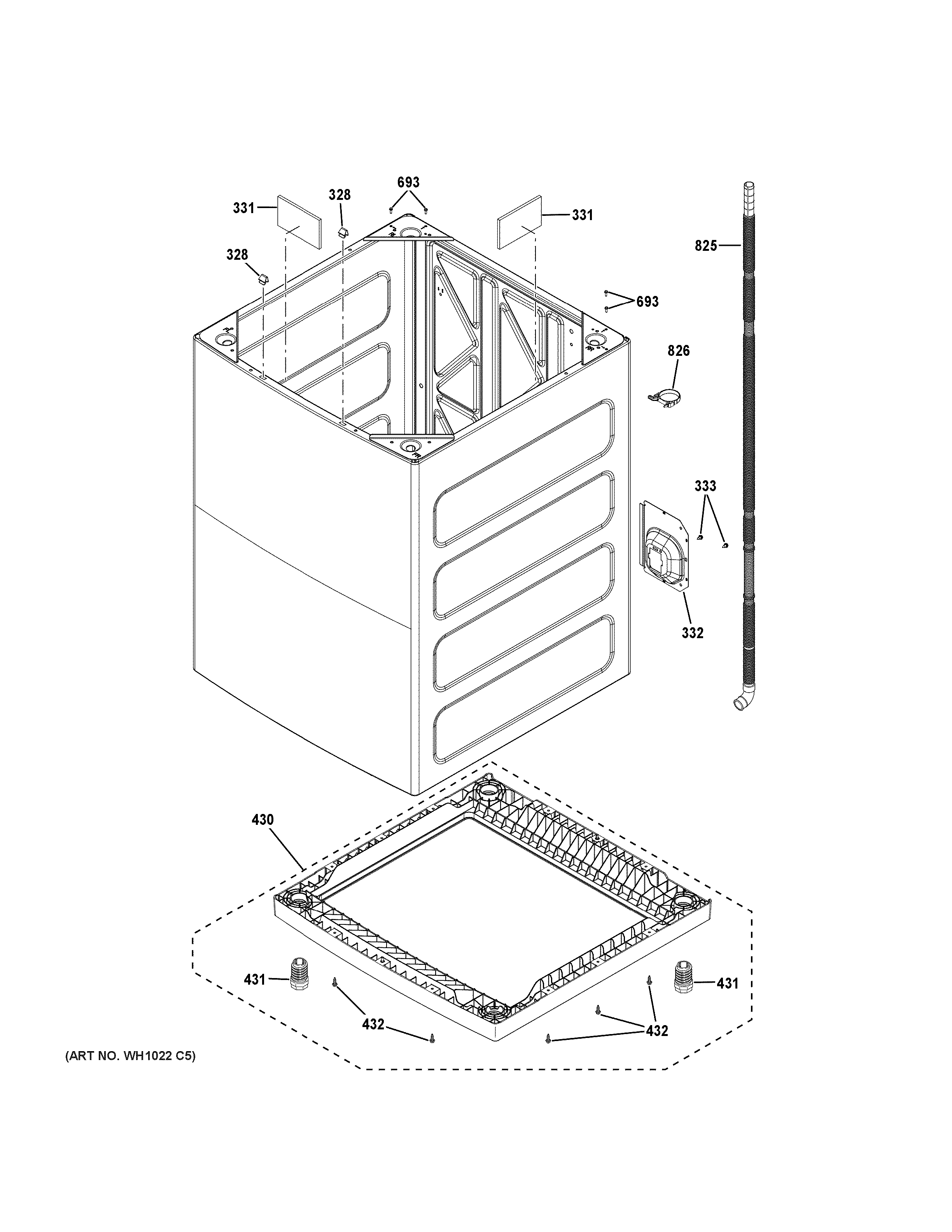 GE GTW755CPM0DG cabinet diagram