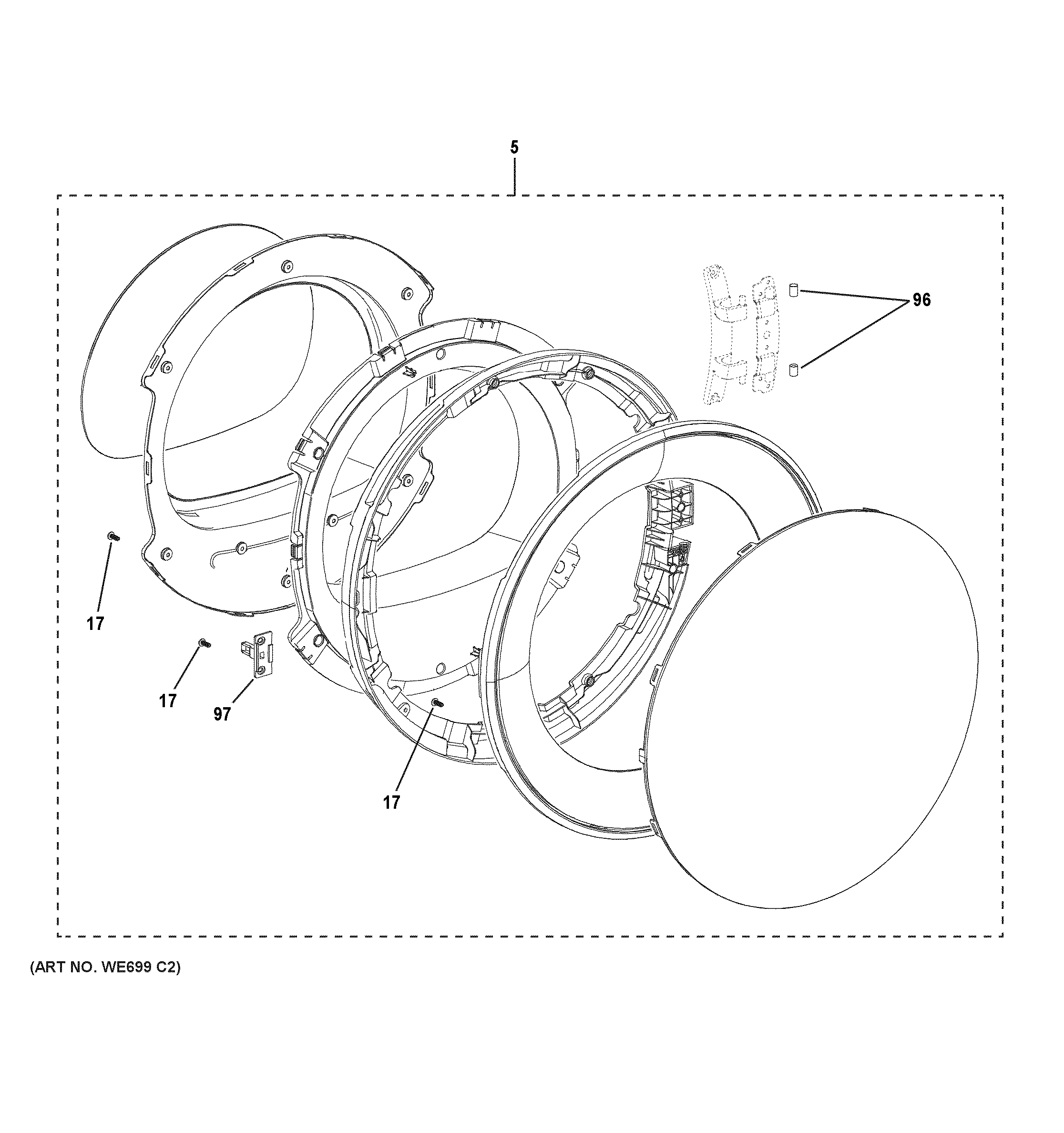 Haier QFT15ESSN0WW door diagram