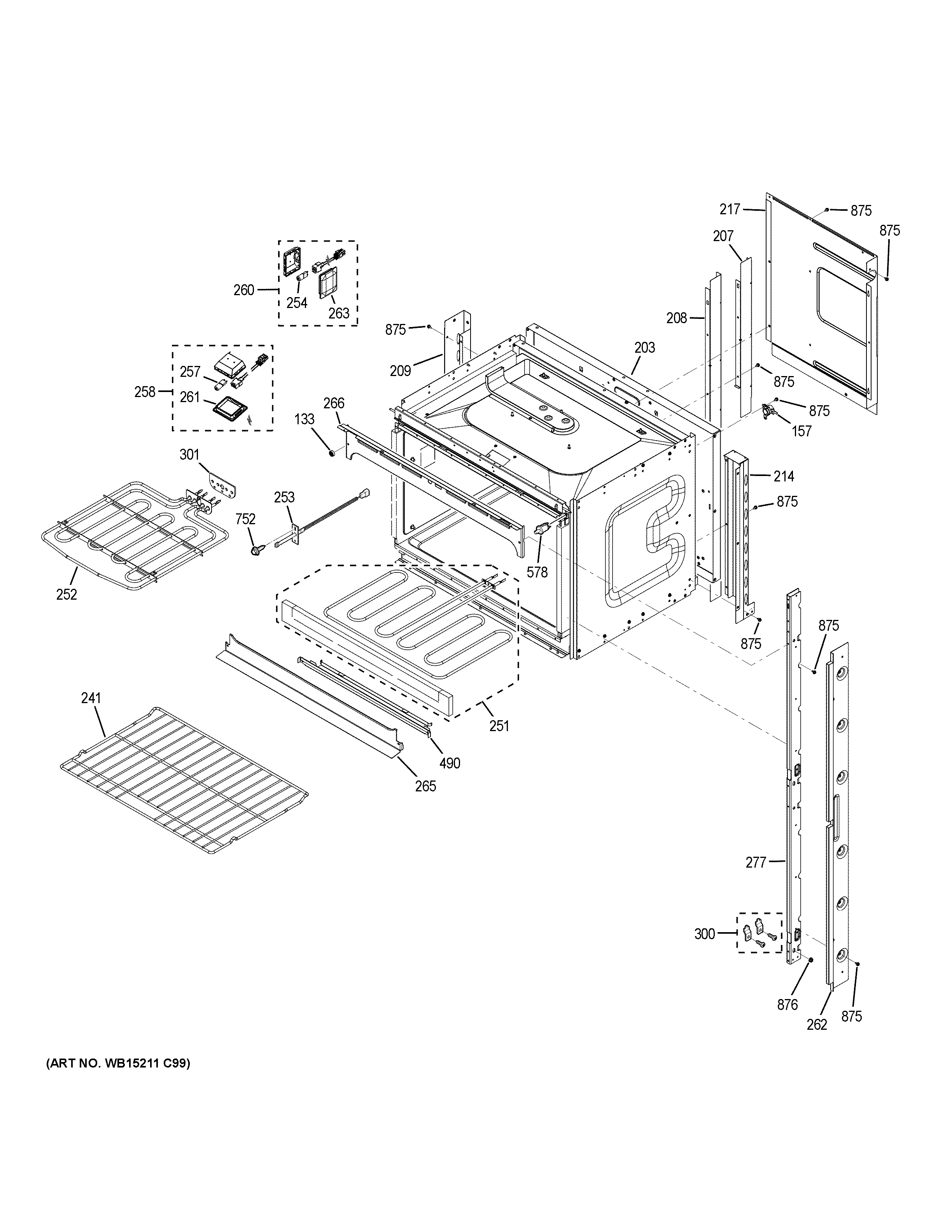 GE JT5500BL6TS upper oven diagram