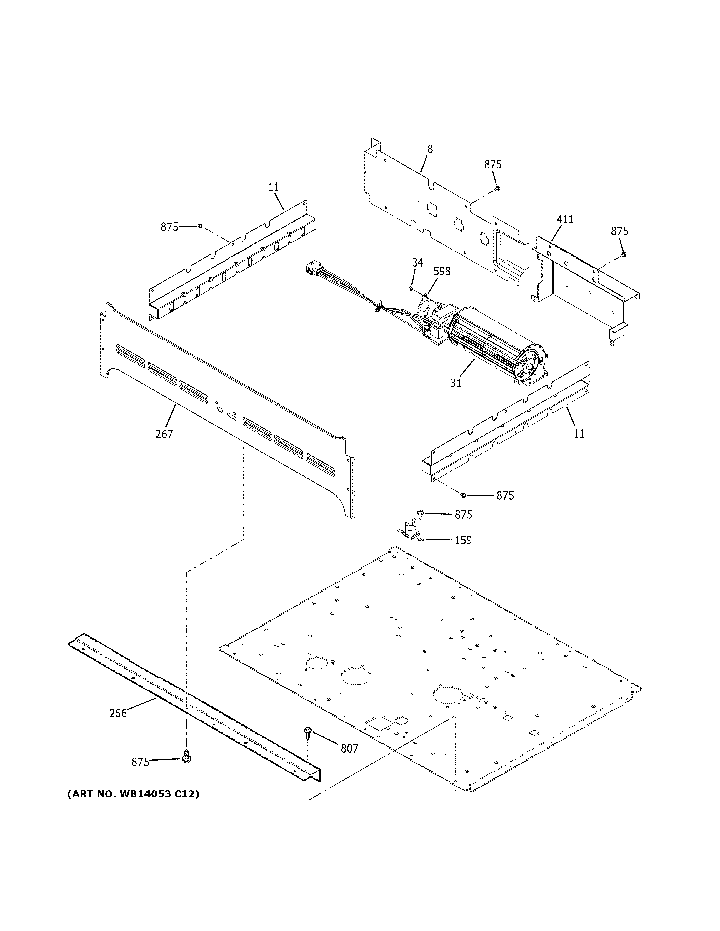 GE JT5500BL6TS center spacer diagram
