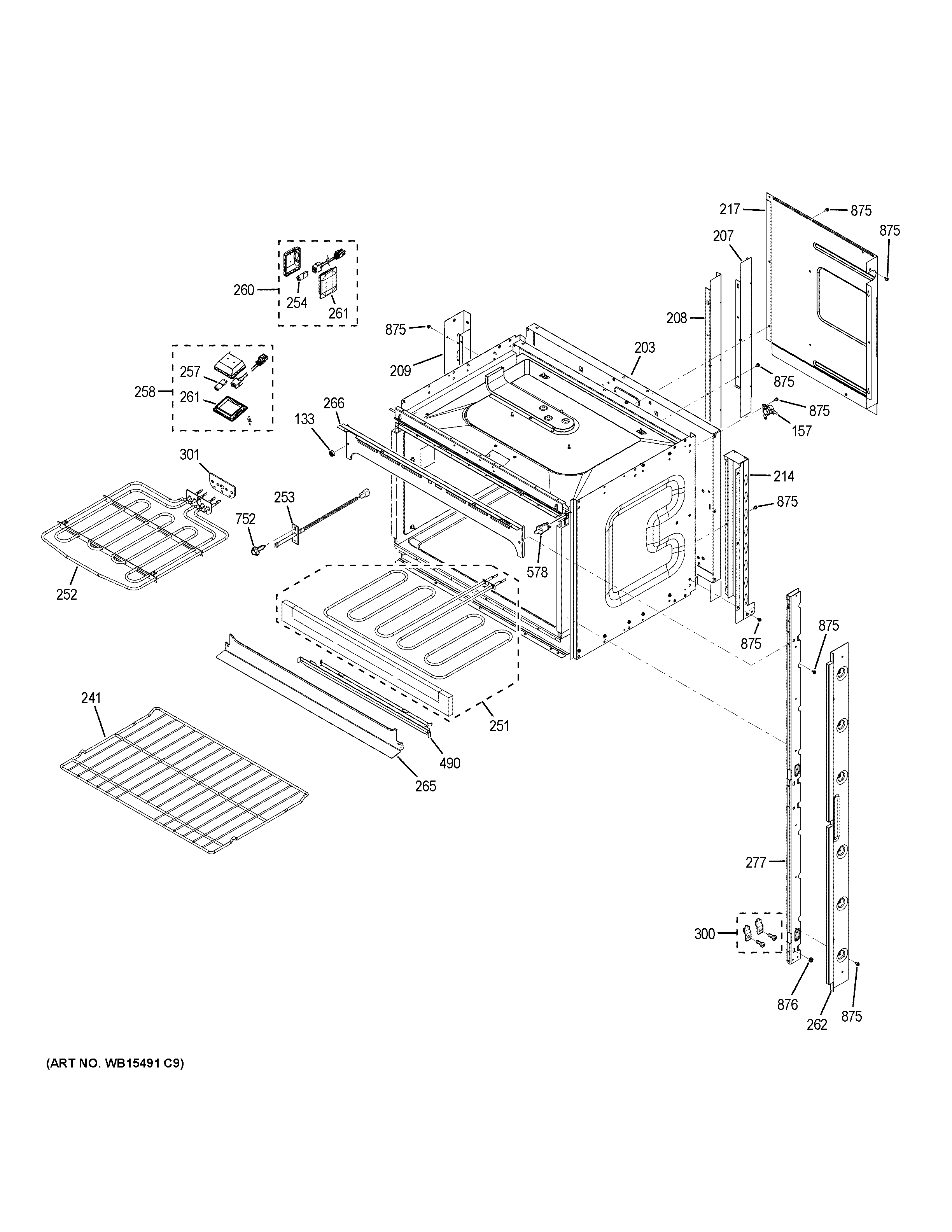 GE JT5500FM1DS upper oven diagram