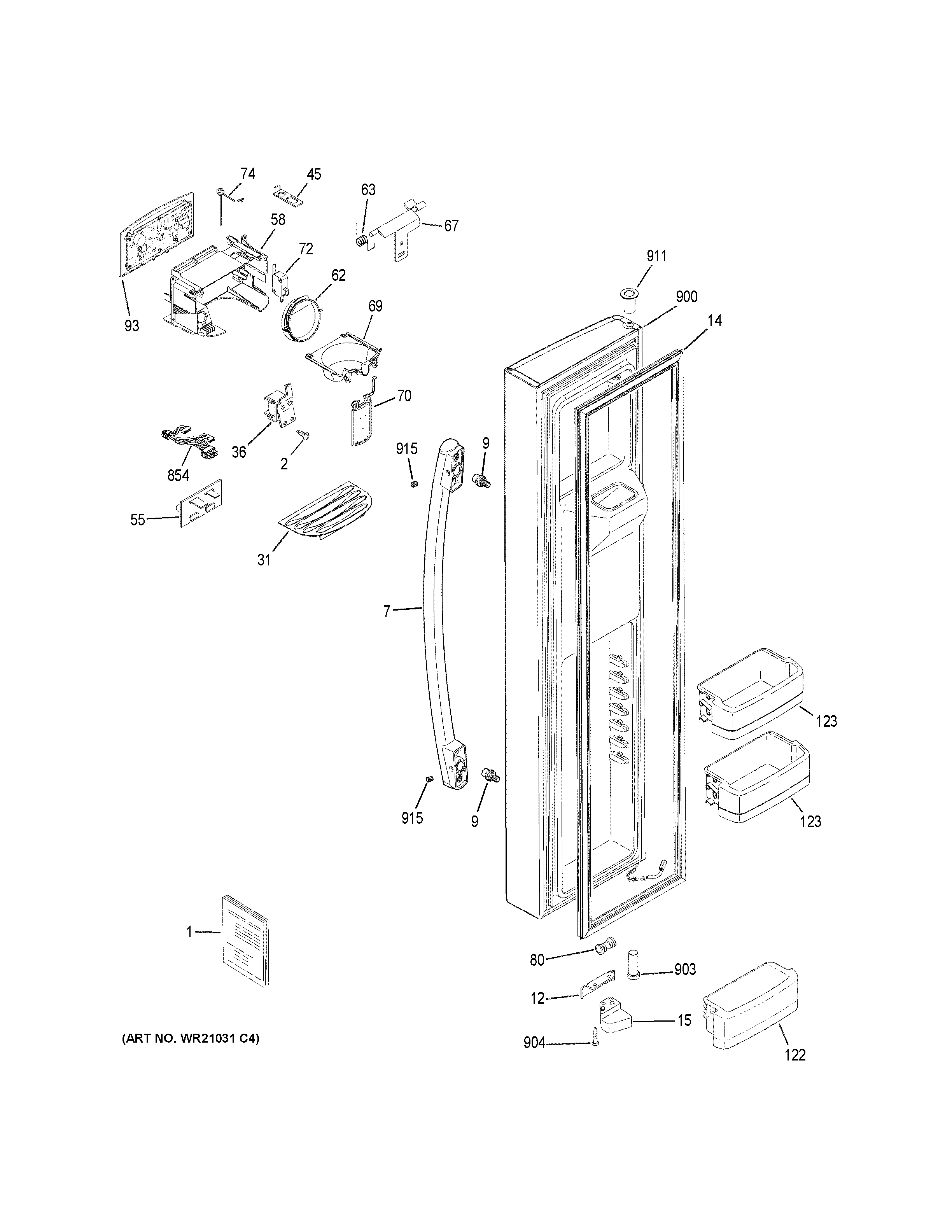 GE GSS23HMHKCES freezer door diagram