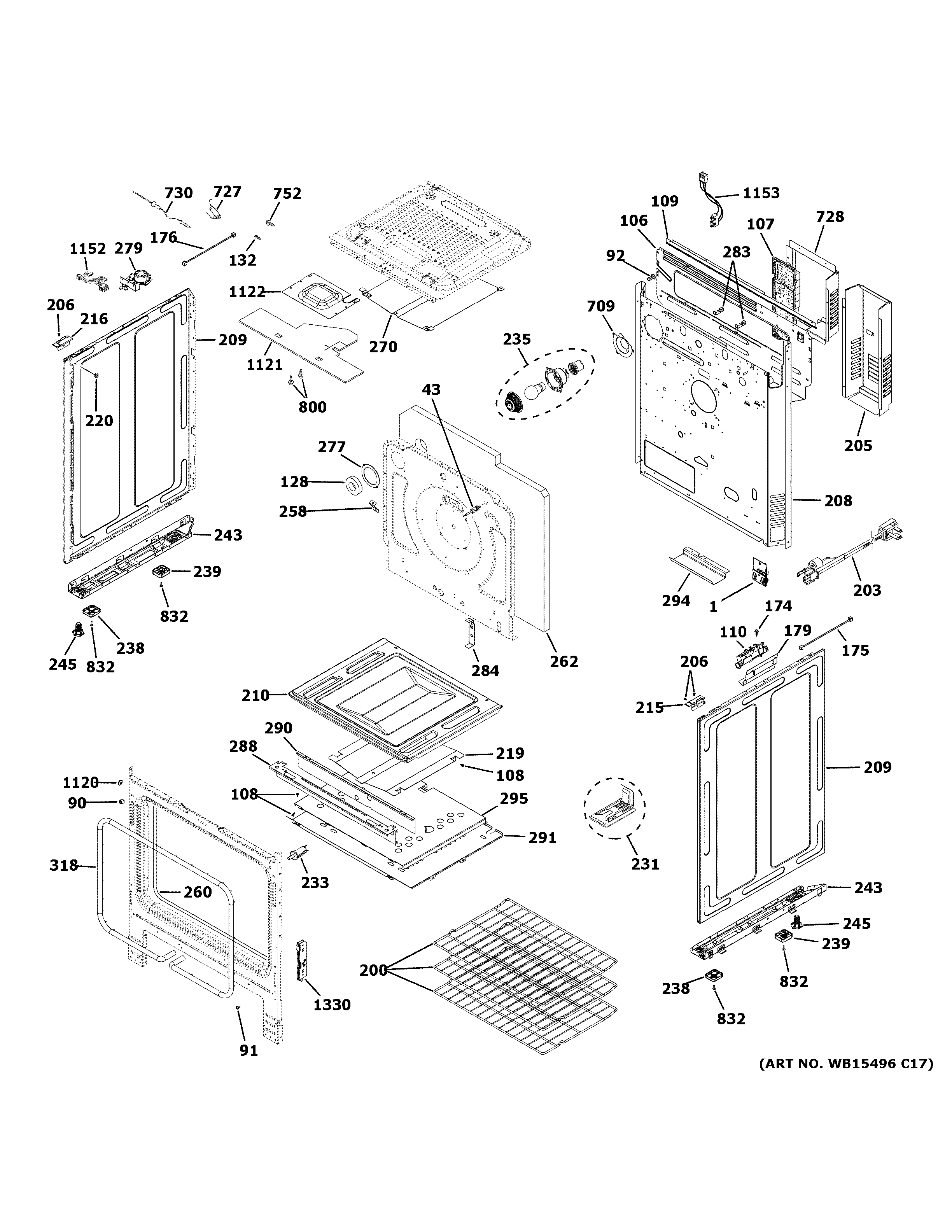 GE PGS930SEL3SS body parts diagram