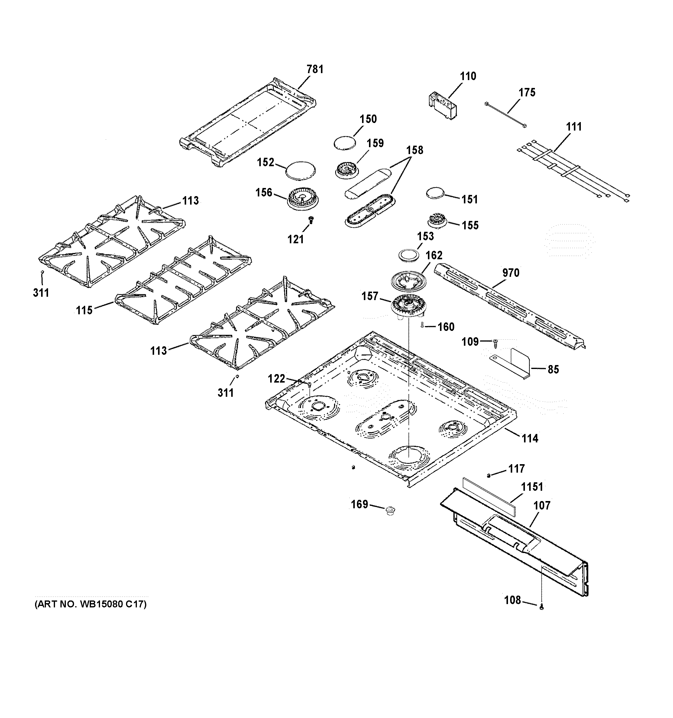 GE CGS985SET4SS cooktop diagram