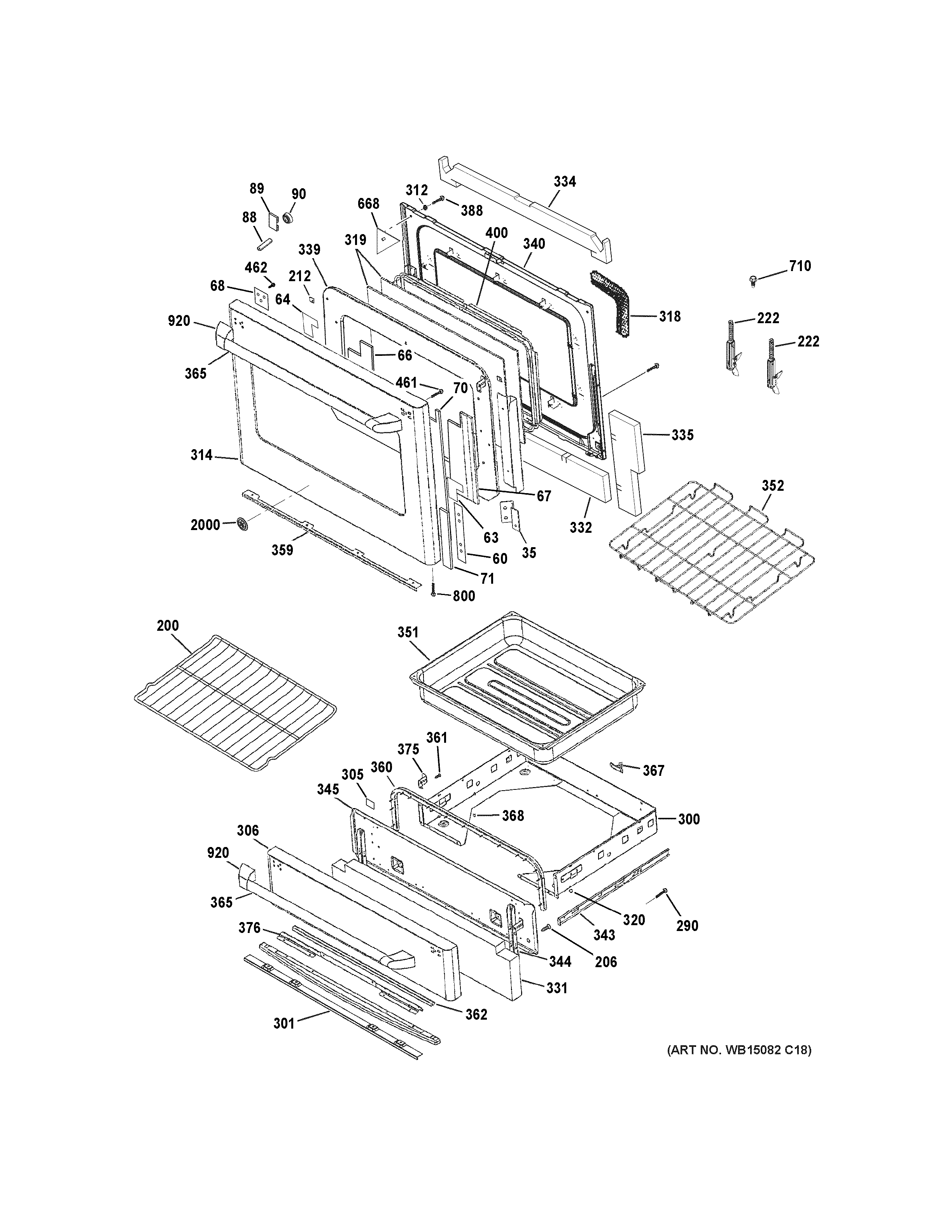 GE CGS985SET4SS door & drawer parts diagram