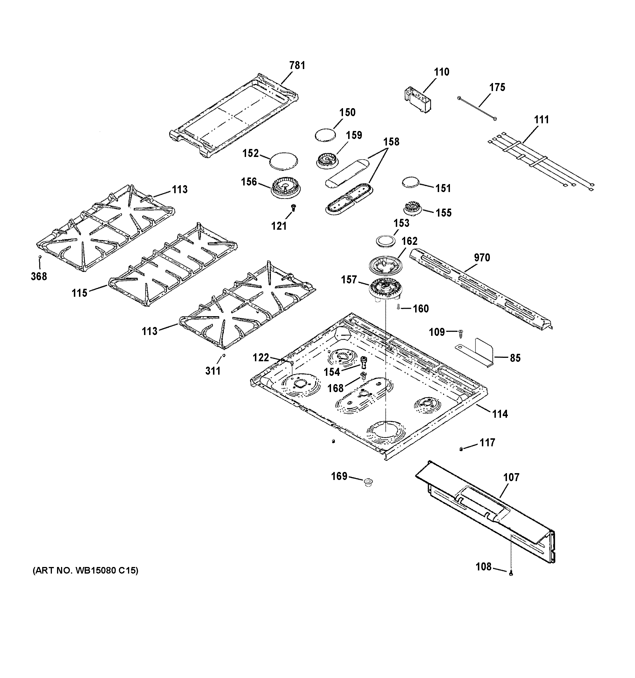 GE CGS985SET2SS cooktop diagram