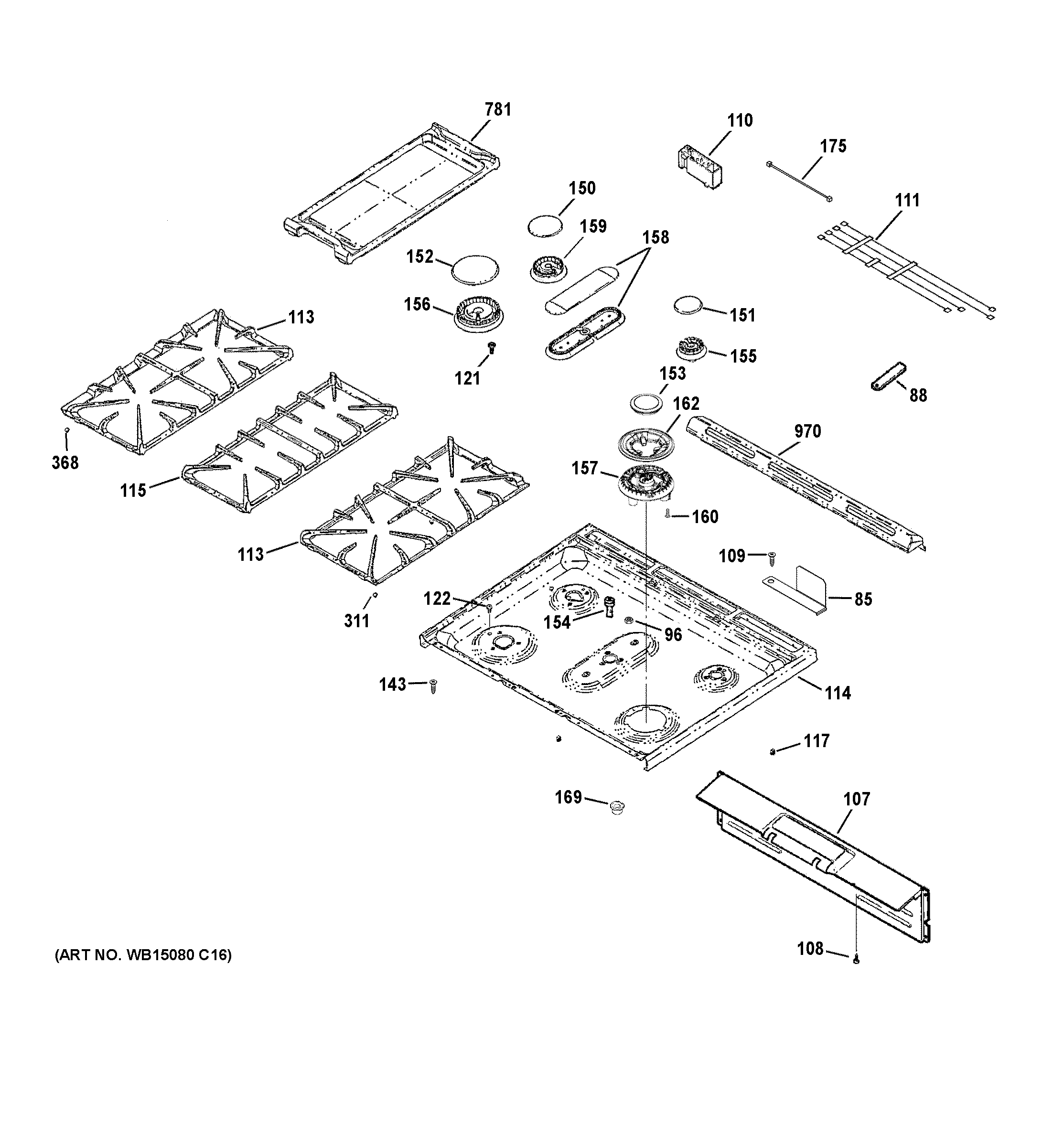 GE CGS985SET3SS cooktop diagram