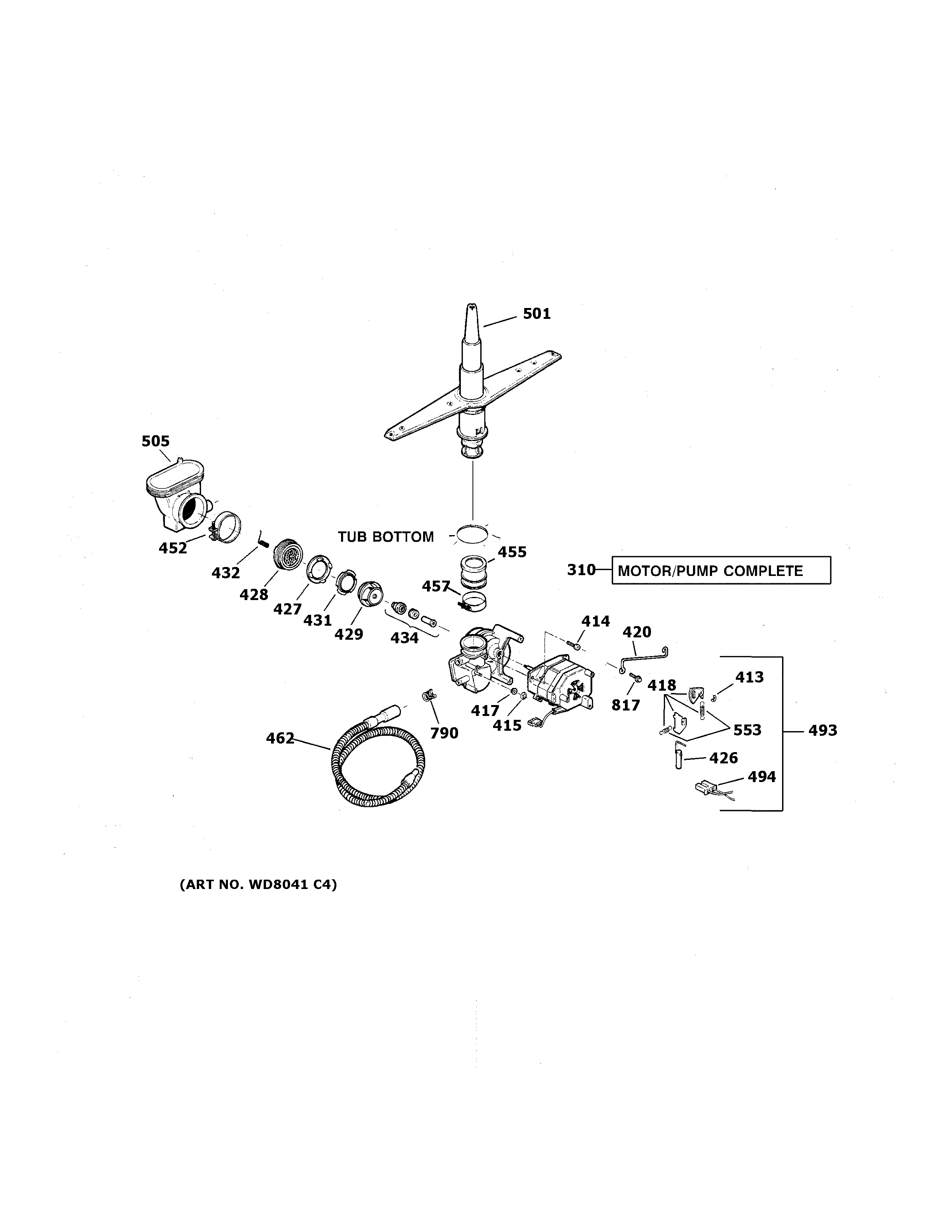 GE GSD2230F00WW motor-pump mechanism diagram