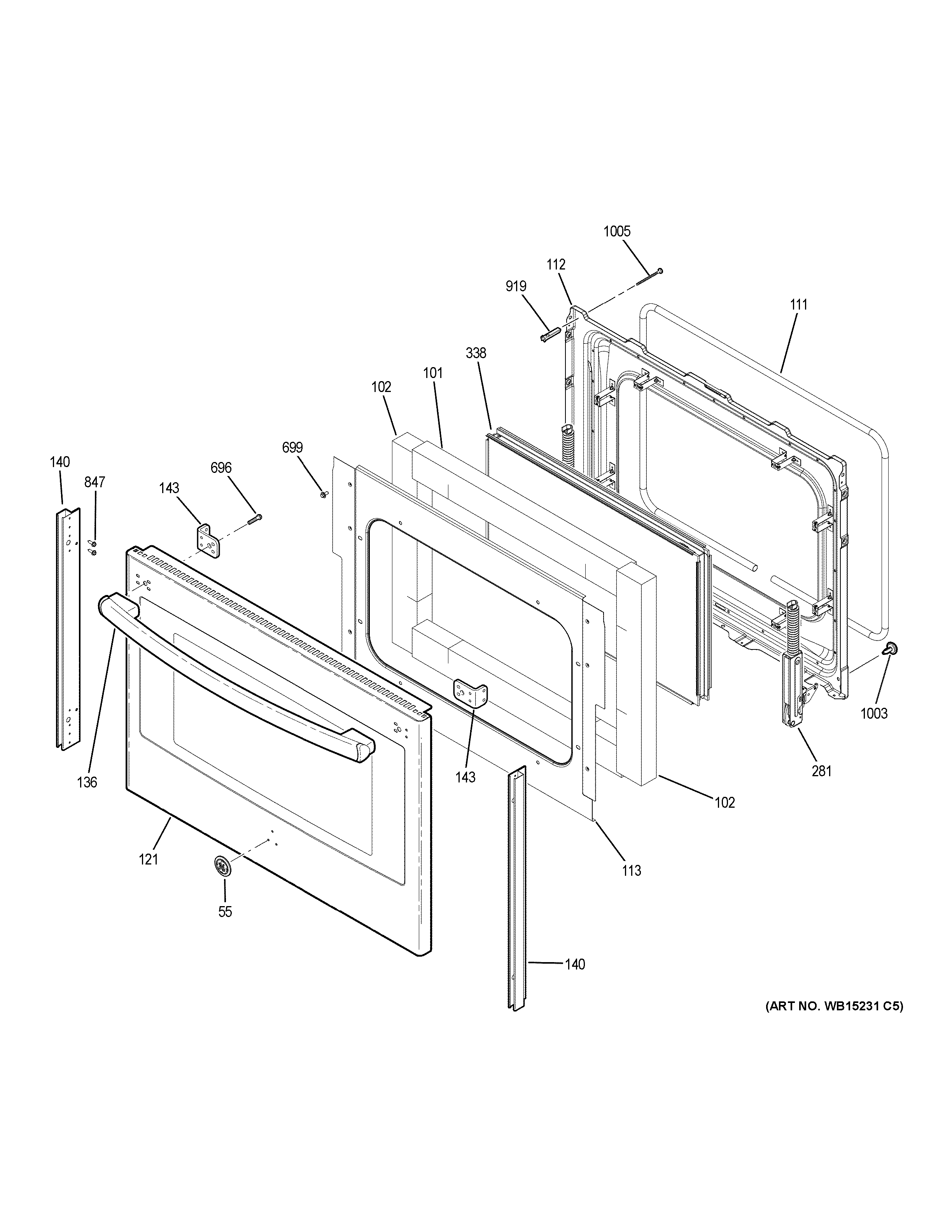 GE PS960SL2SS lower door diagram