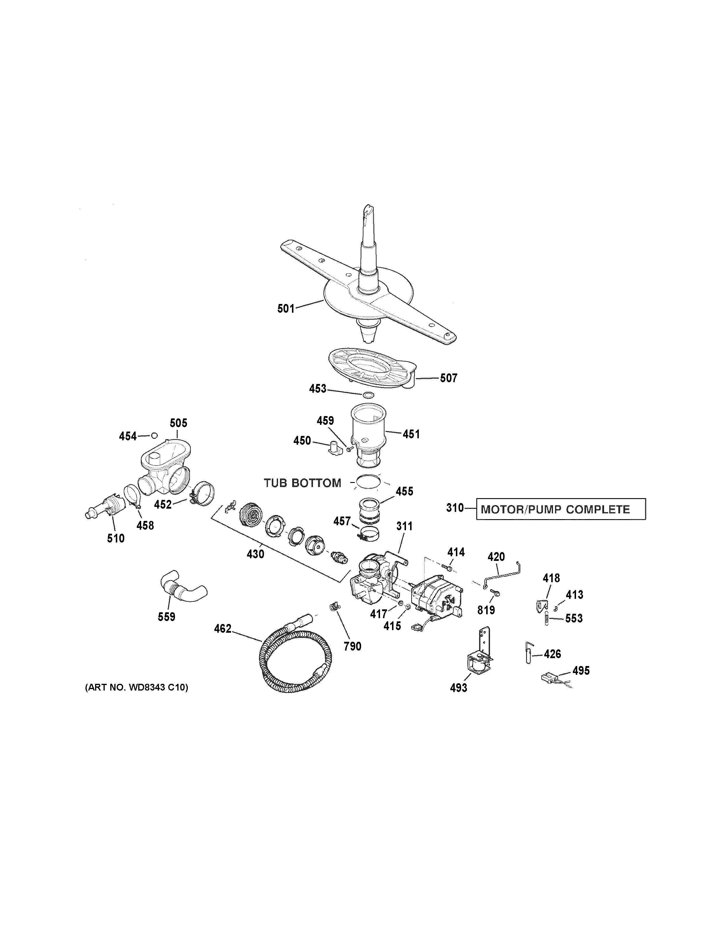 GE GSD4060K55SS motor-pump mechanism diagram