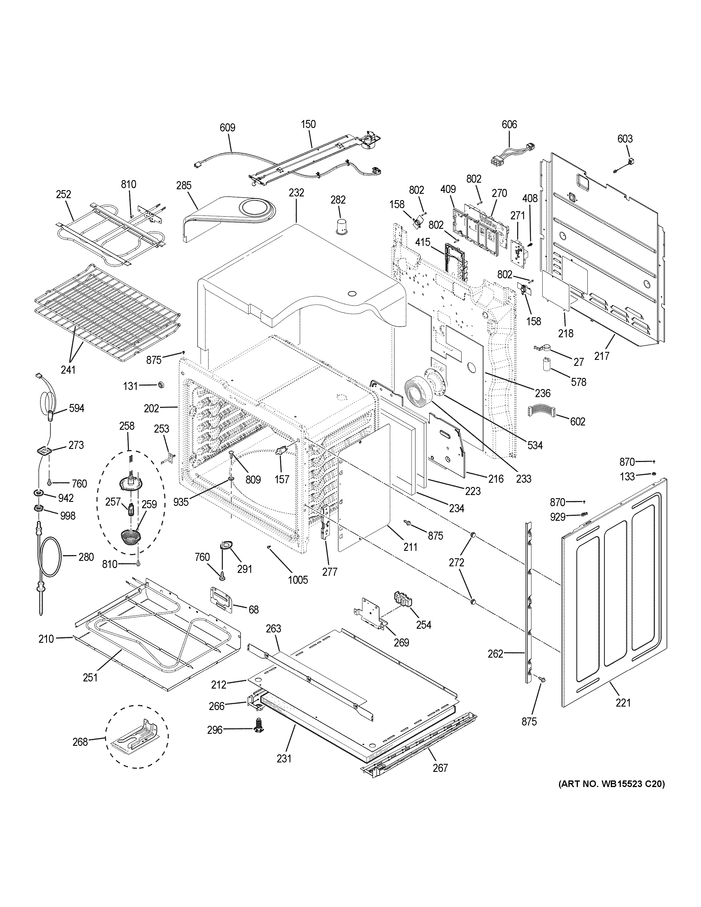 GE PS960FL4DS lower oven diagram