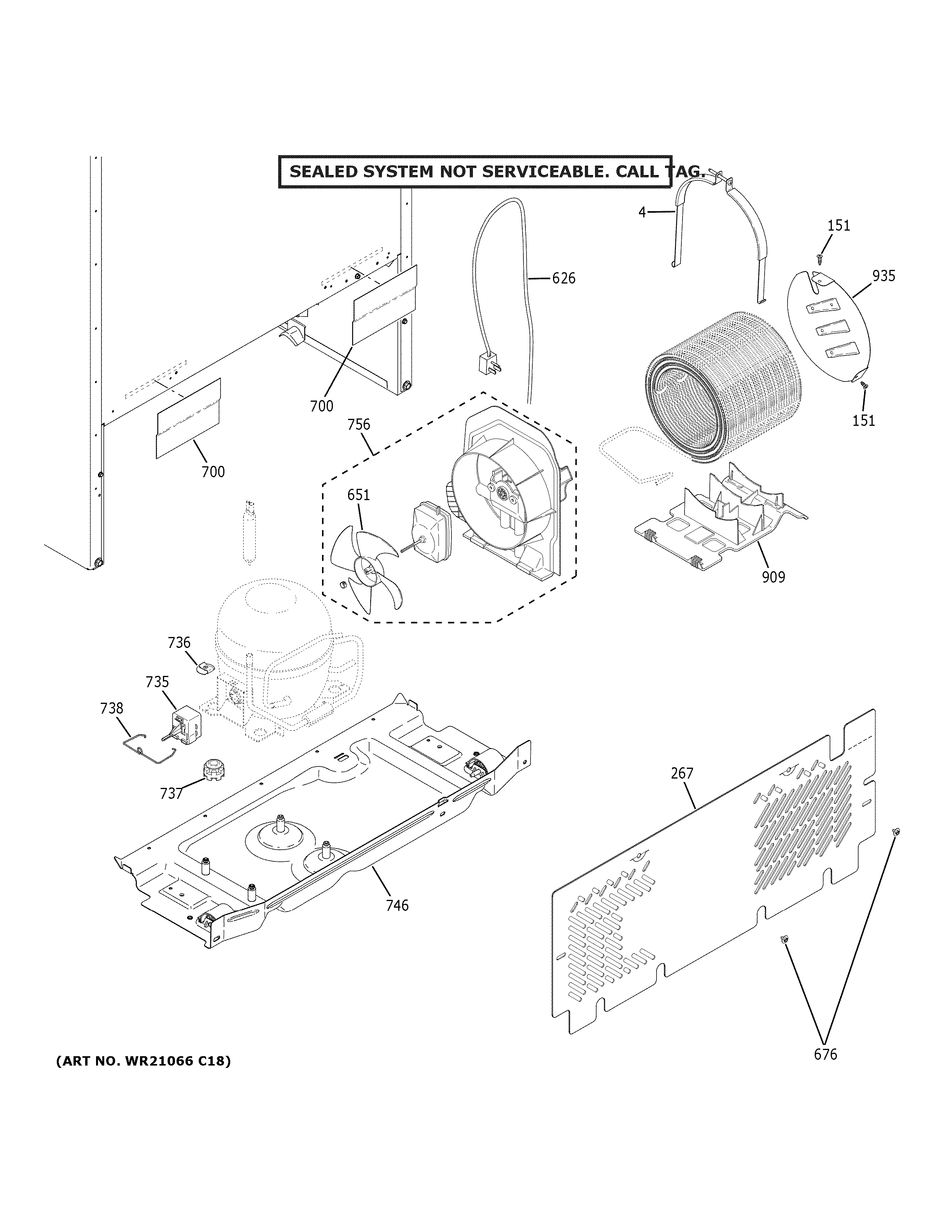 GE GTS16DTHPRWW machine compartment diagram