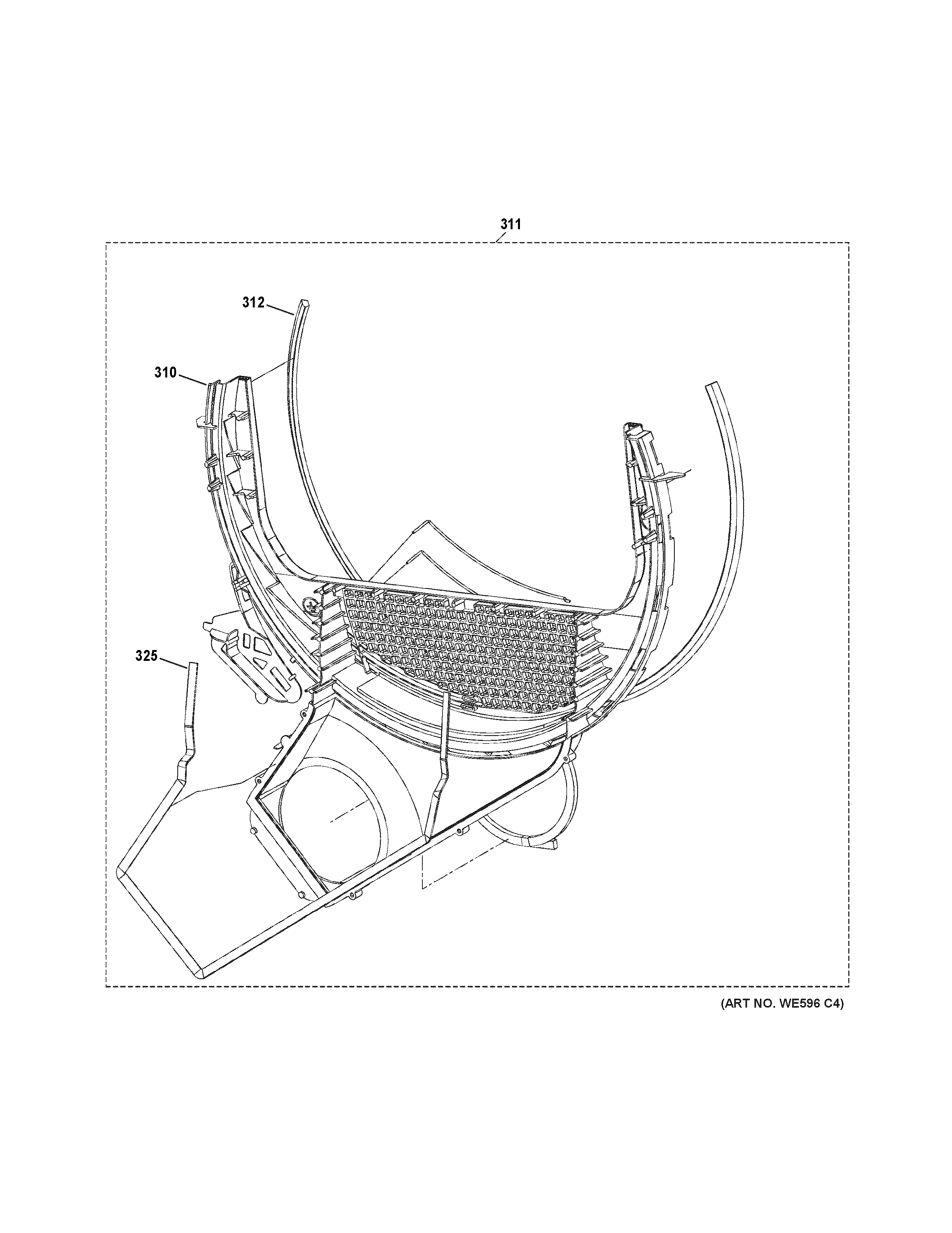GE GTD75ECSL1WS trap duct assembly diagram