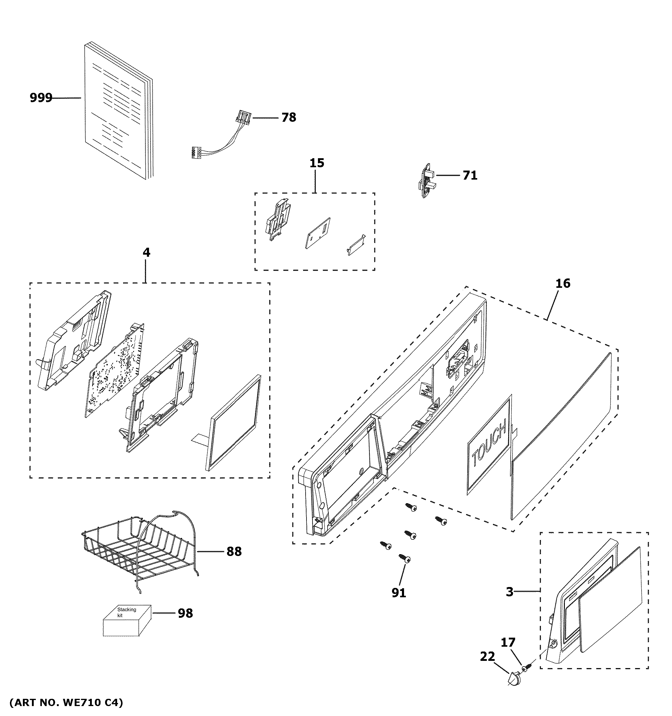 Haier QFD15ESSN0WW controls & backsplash diagram