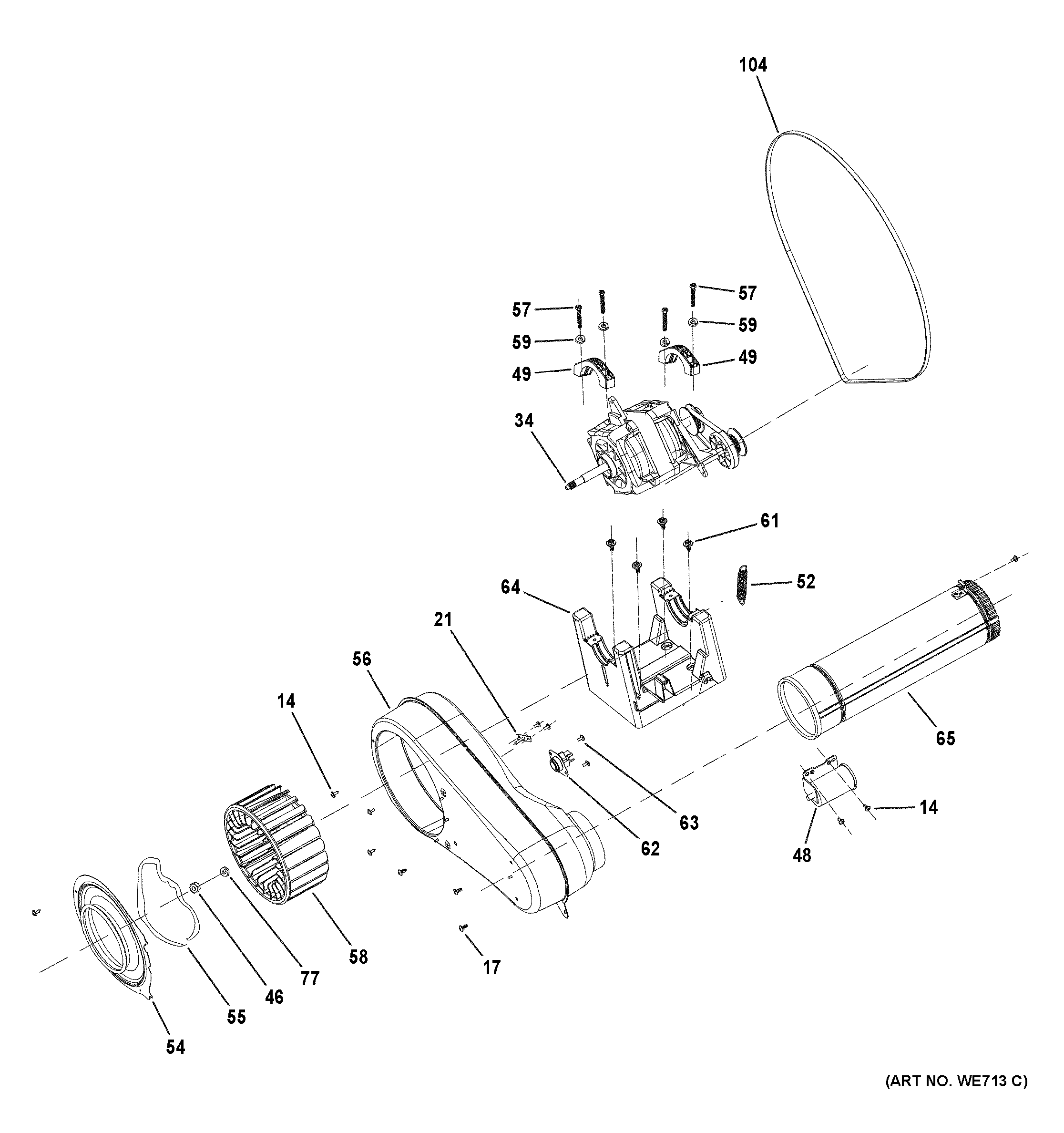 Haier QFD15ESSN0WW blower & motor assembly diagram