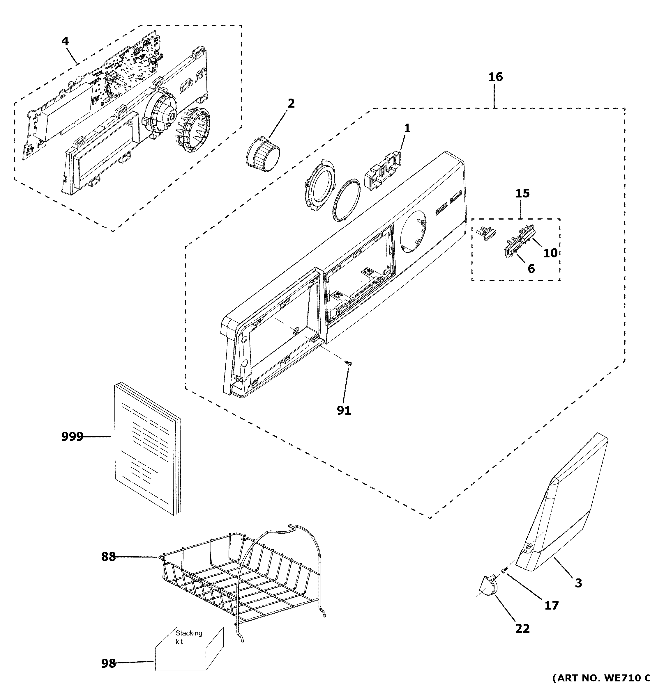 GE GFD14ESSN0WW controls & backsplash diagram