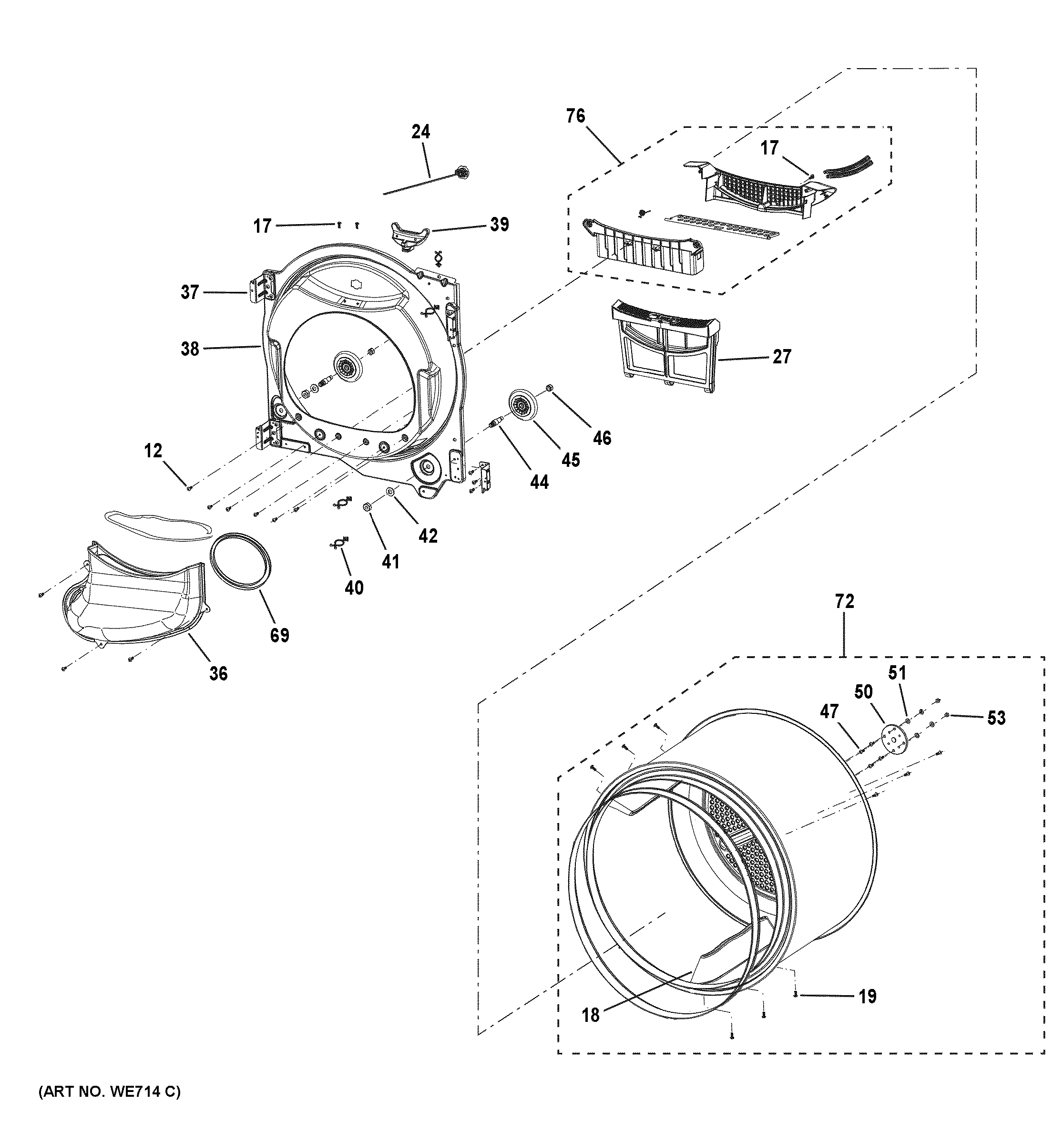 GE GFD14ESSN0WW drum diagram