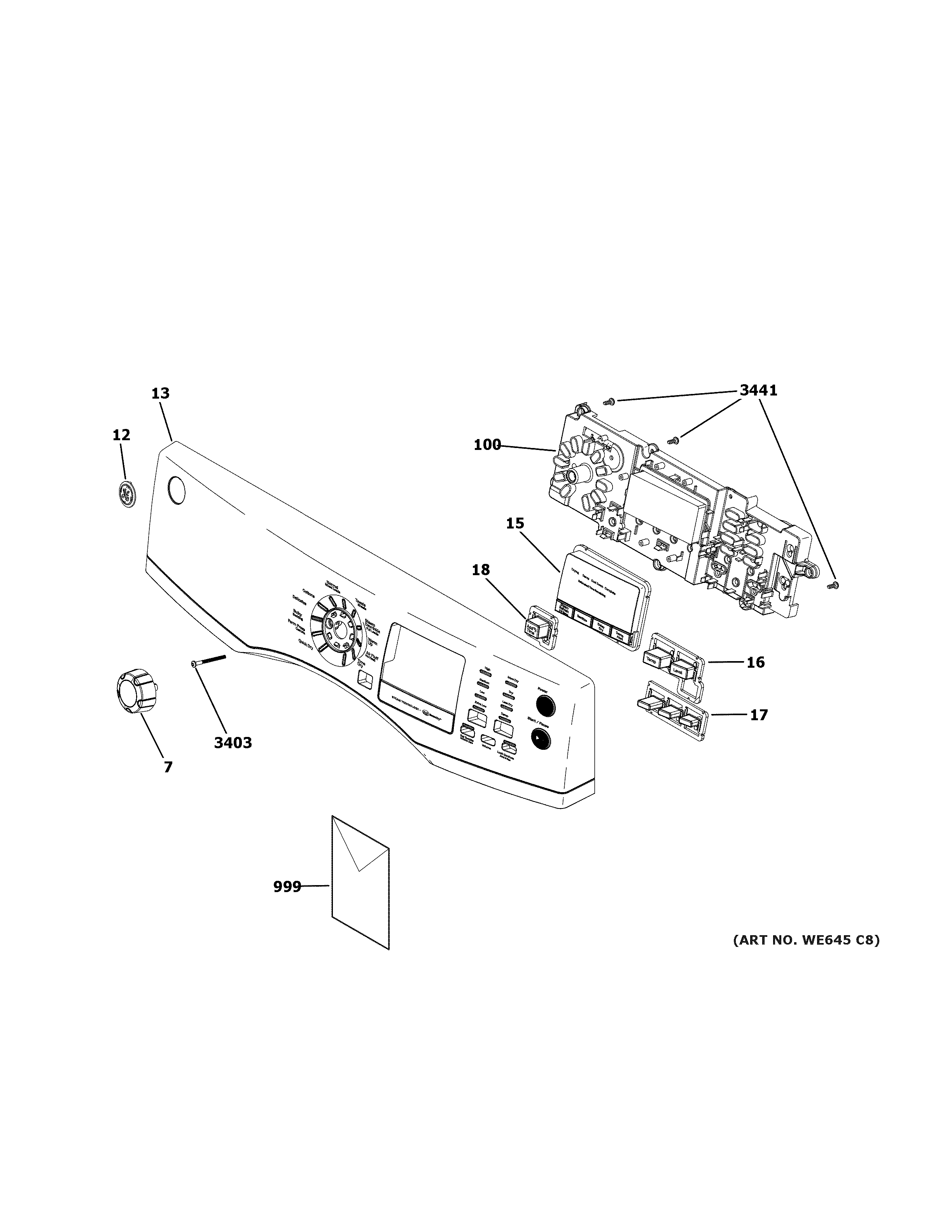 GE GFD45GSSM0WW control panel diagram