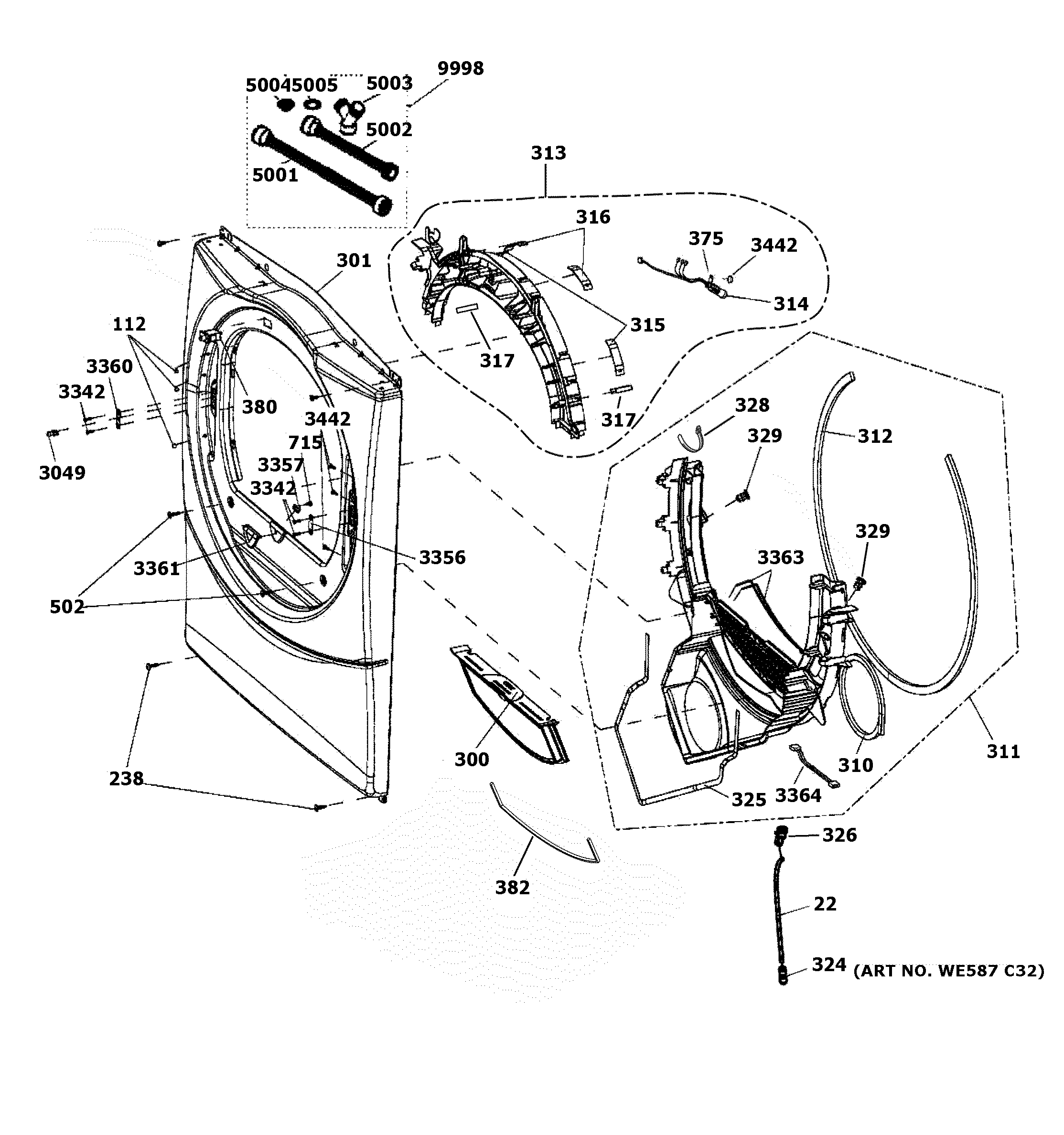 GE GFD45GSSM0WW front panel diagram