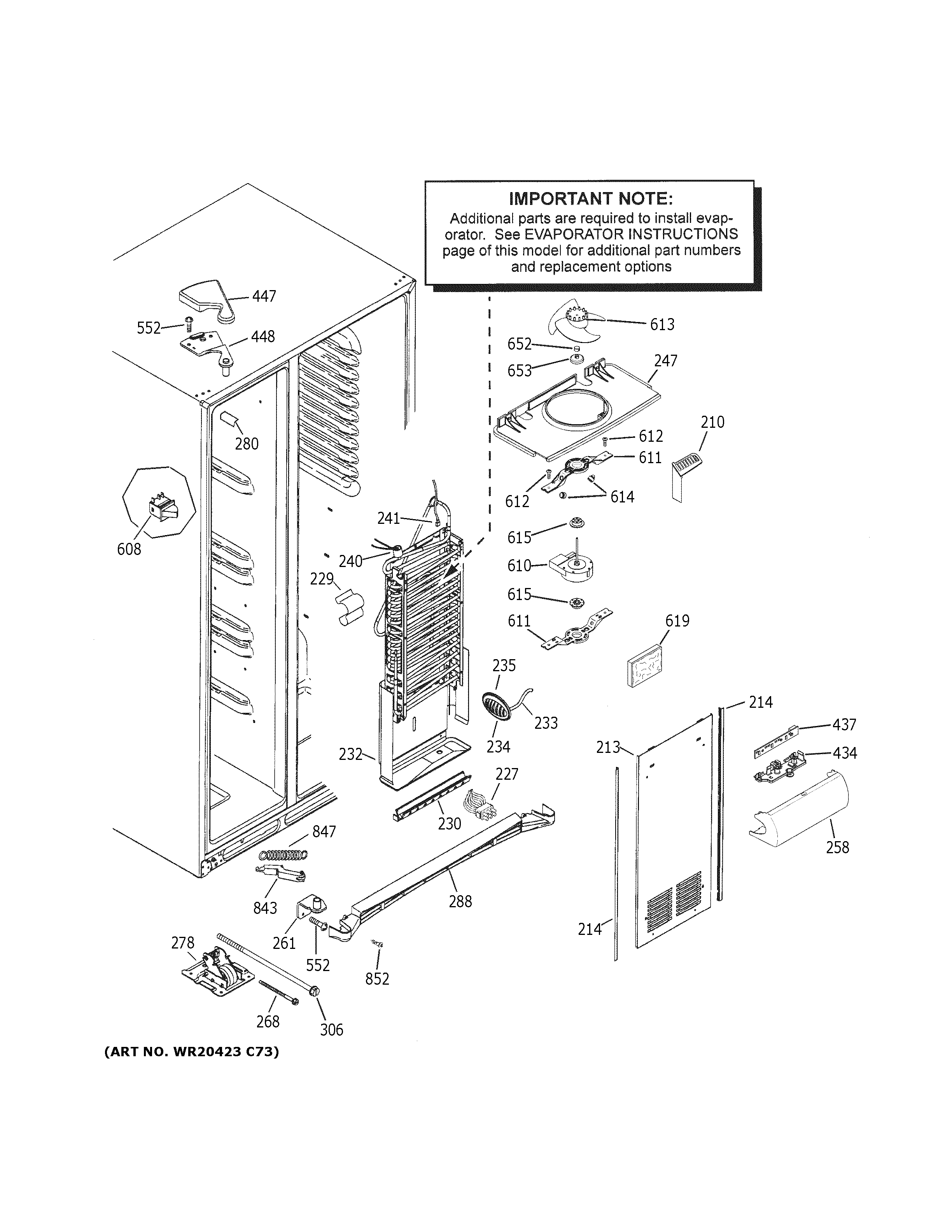 GE GZS22DGJNFWW freezer section diagram