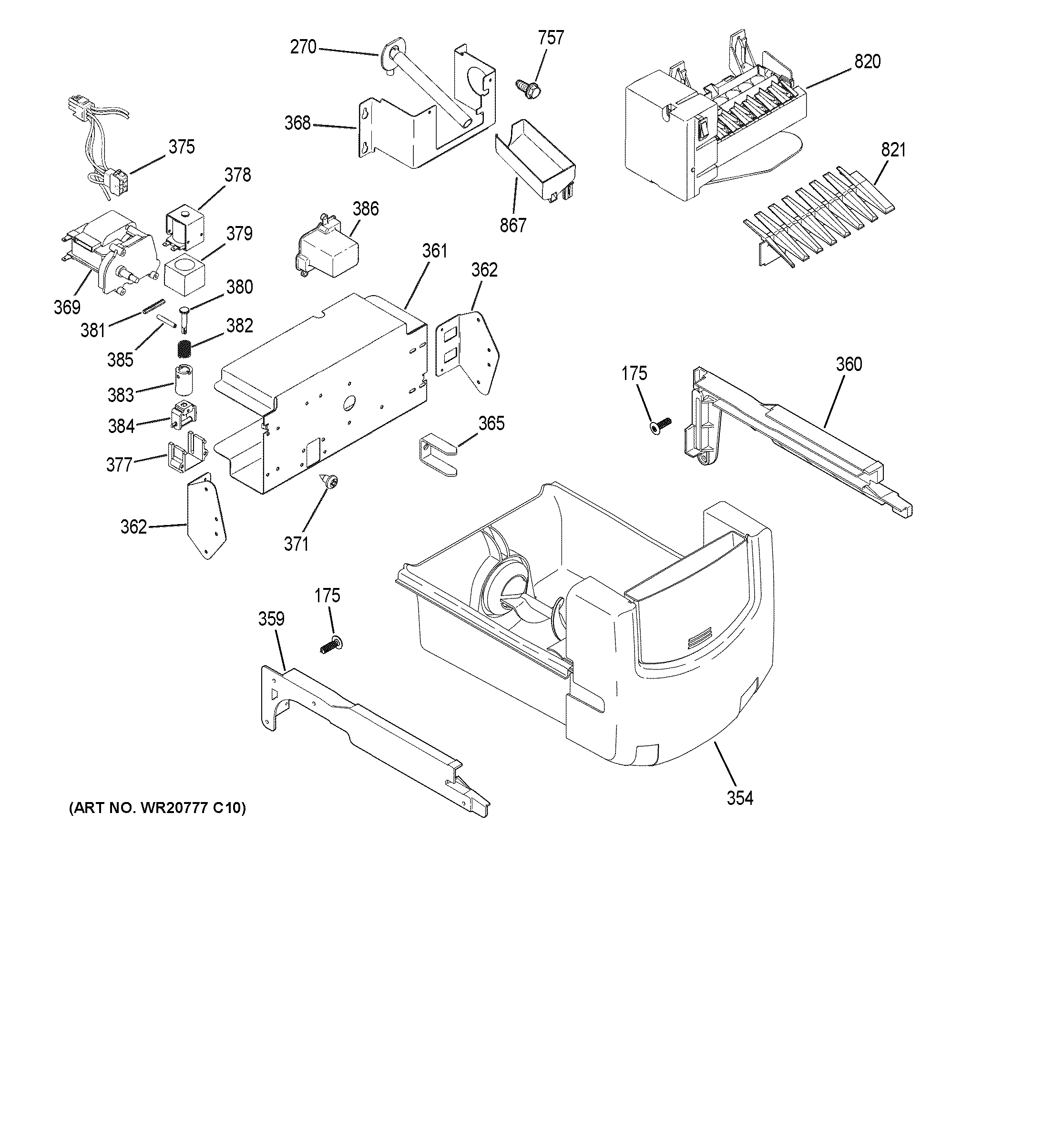 GE XSS23GGKNCWW ice maker & dispenser diagram