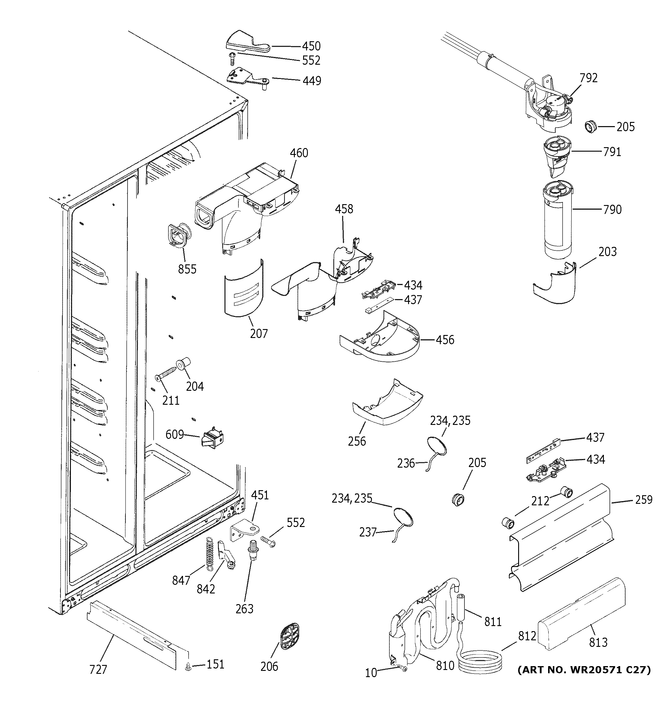 GE XSS23GGKNCWW fresh food section diagram