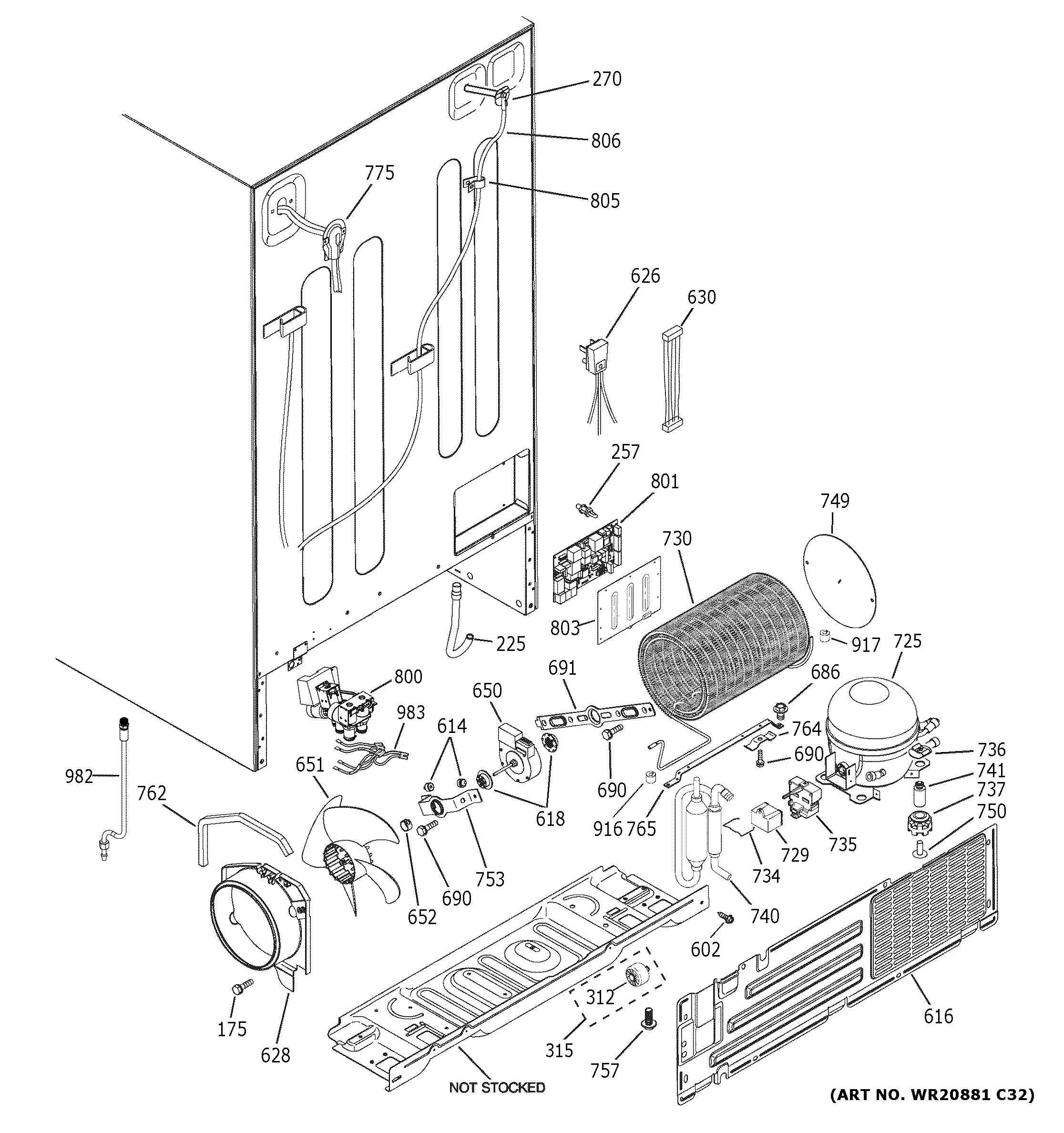 GE XSS23GGKNCWW machine compartment diagram