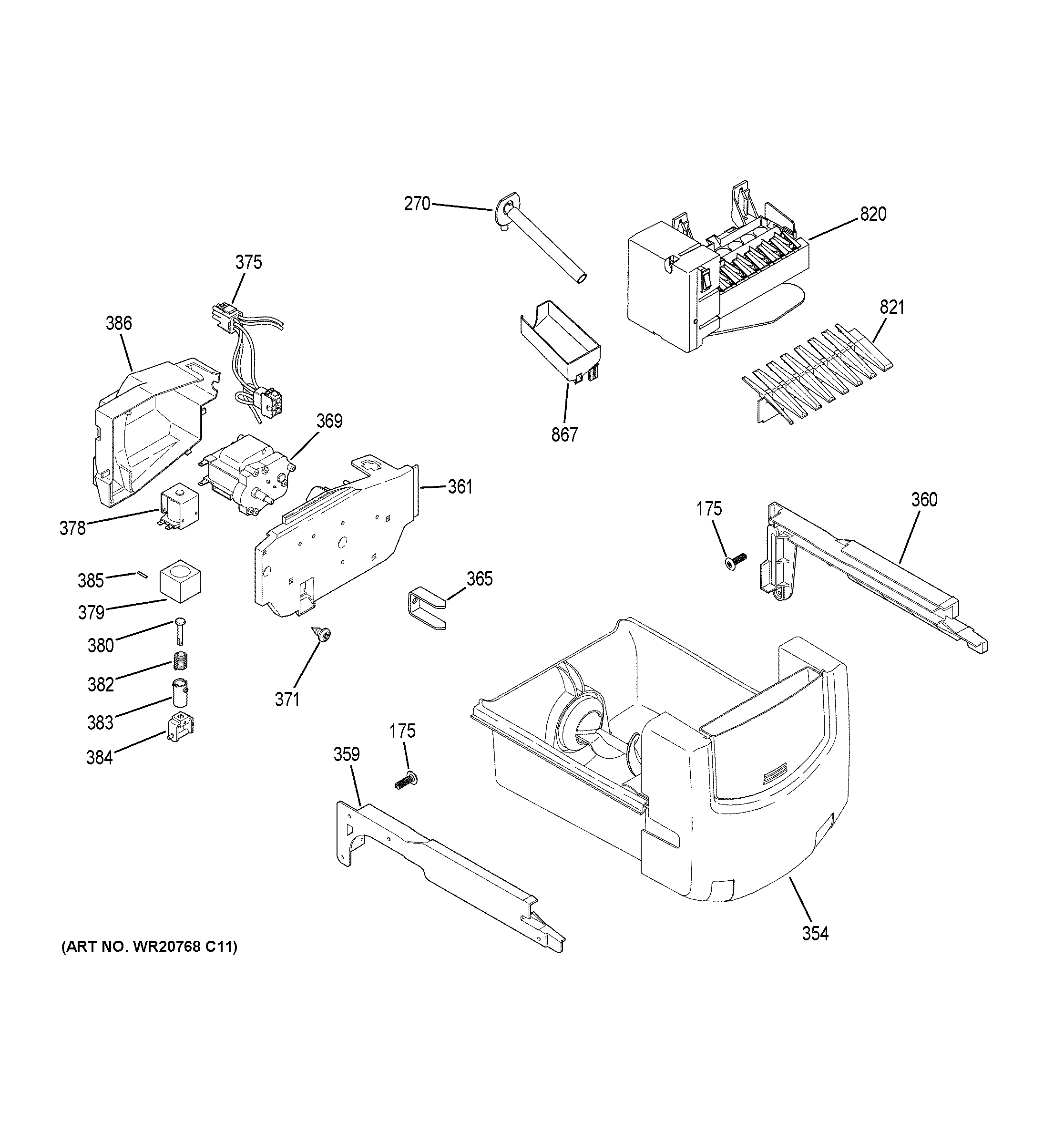 GE GSE25GGHNCBB ice maker & dispenser diagram