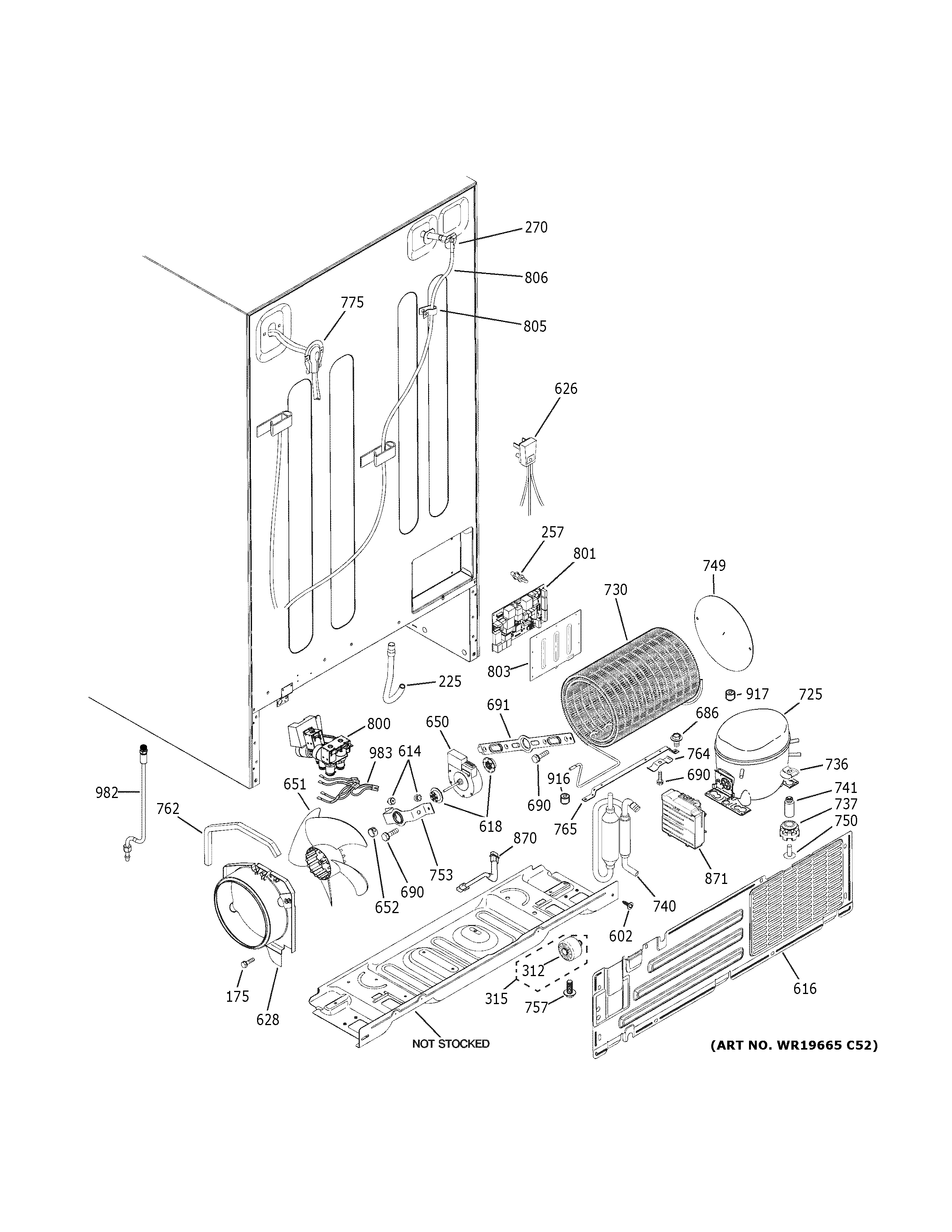 GE GSE23GGKNCWW machine compartment diagram