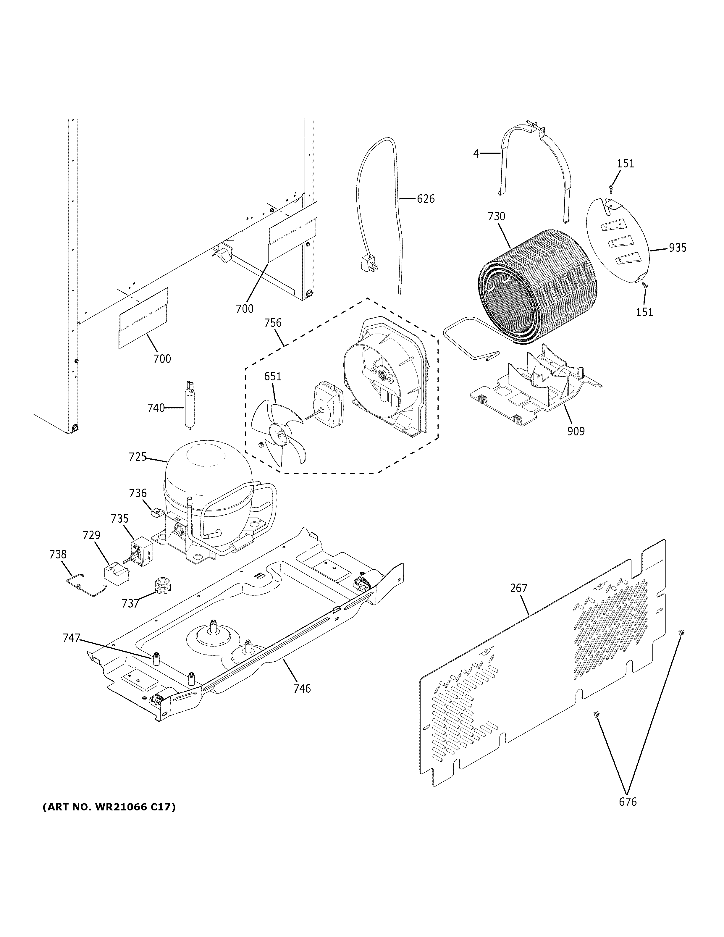 GE GTE16DTNBLWW machine compartment diagram