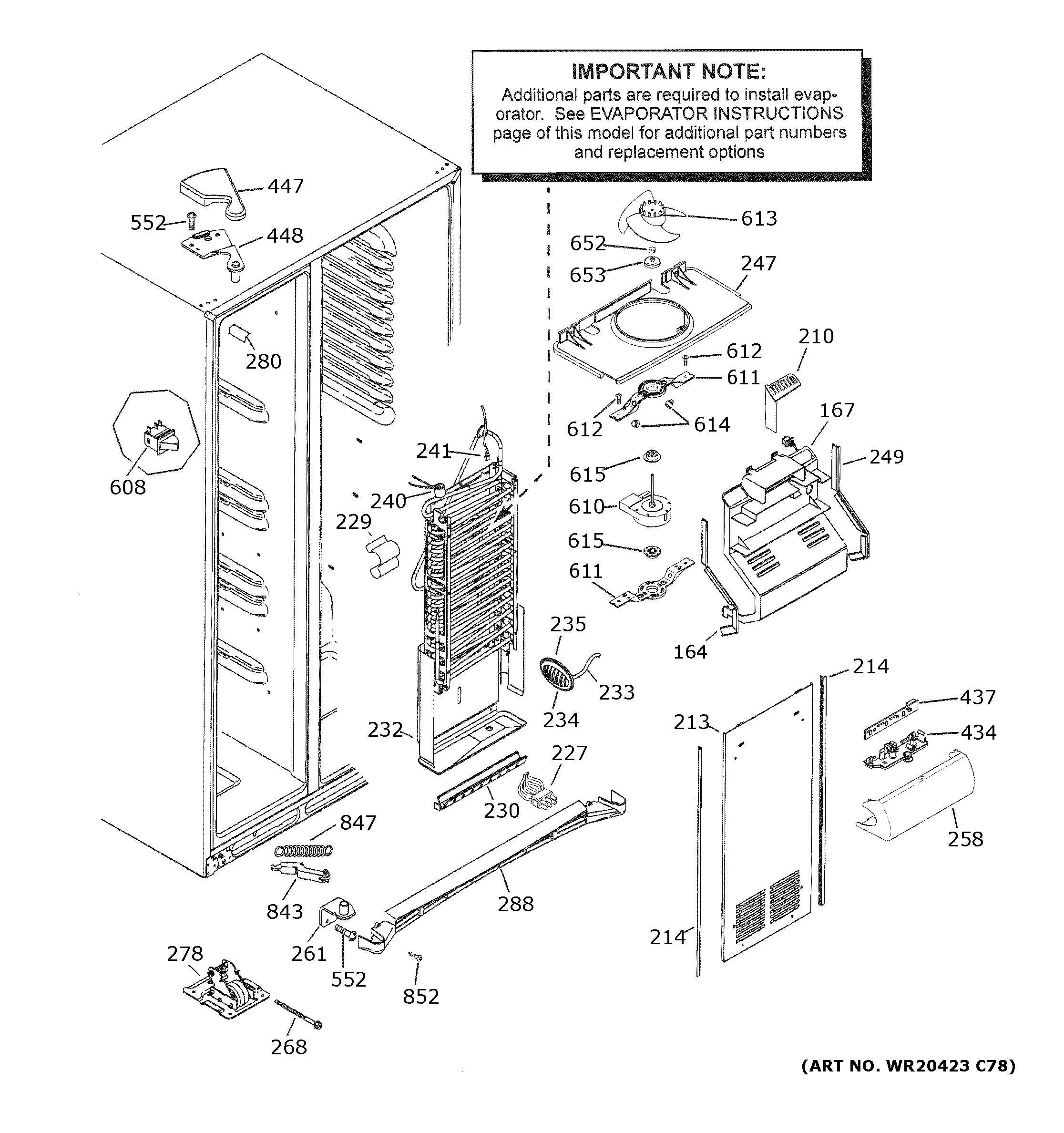 GE XSS25GSHNCSS freezer section diagram