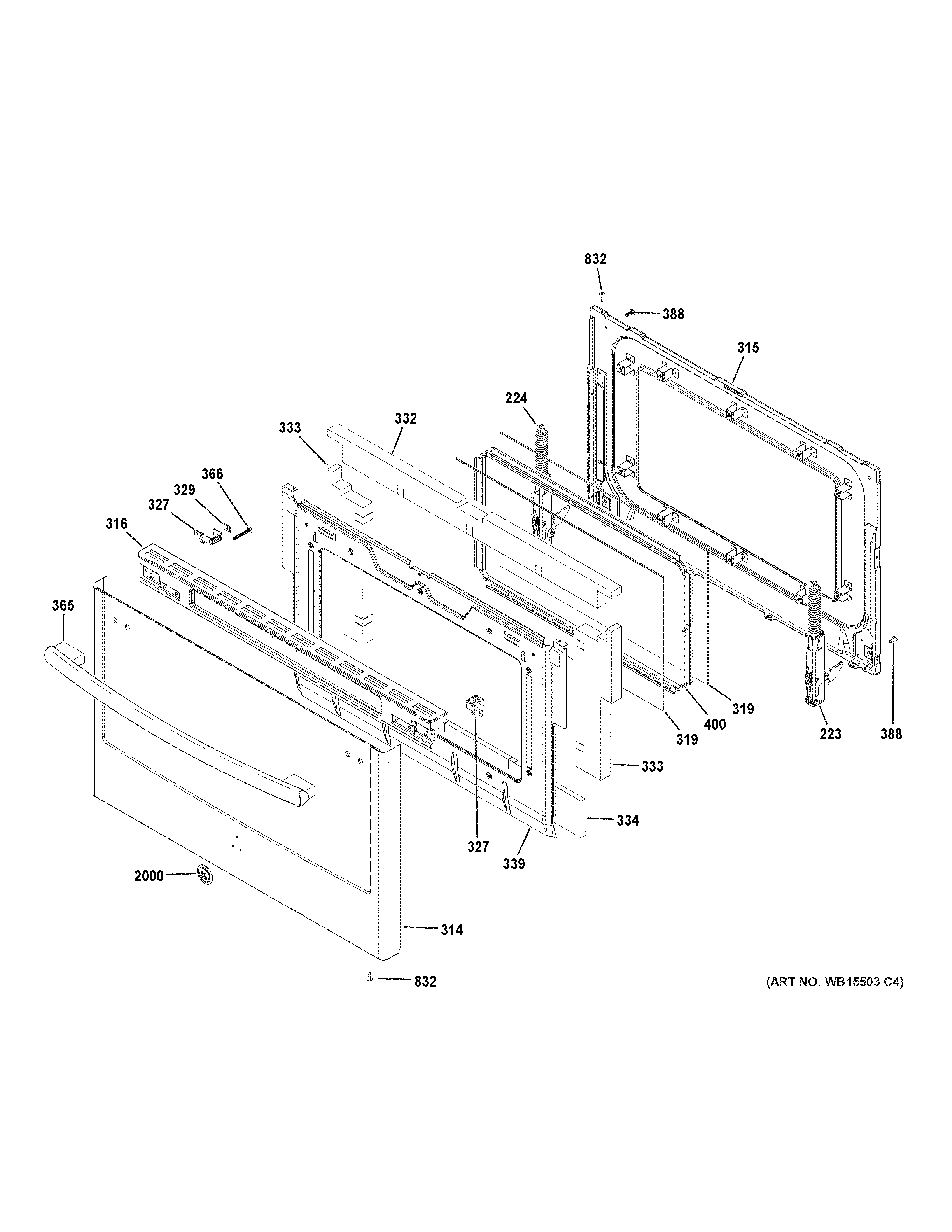 GE PGS960SEL2SS lower door diagram