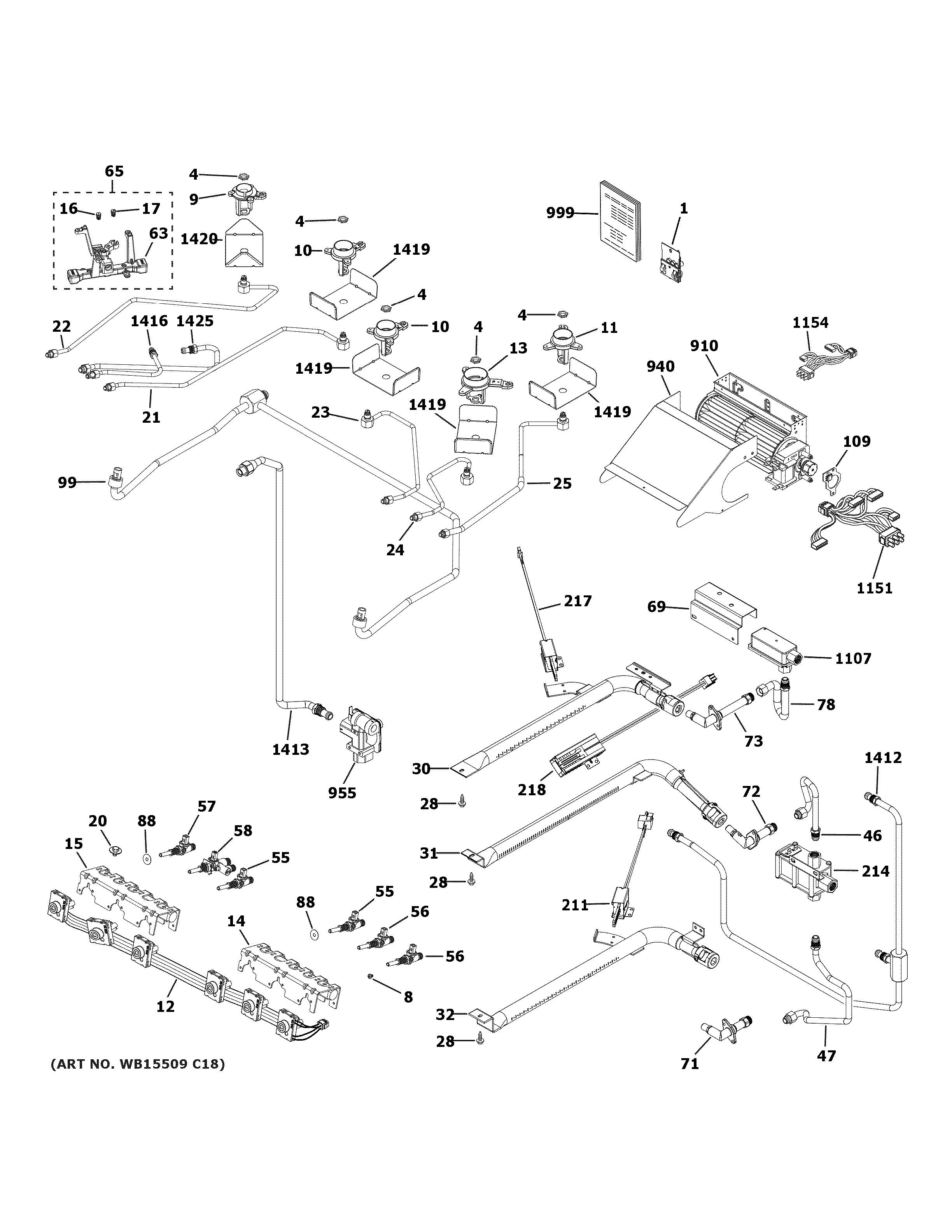 GE CGS750M2N1S5 gas & burner parts diagram