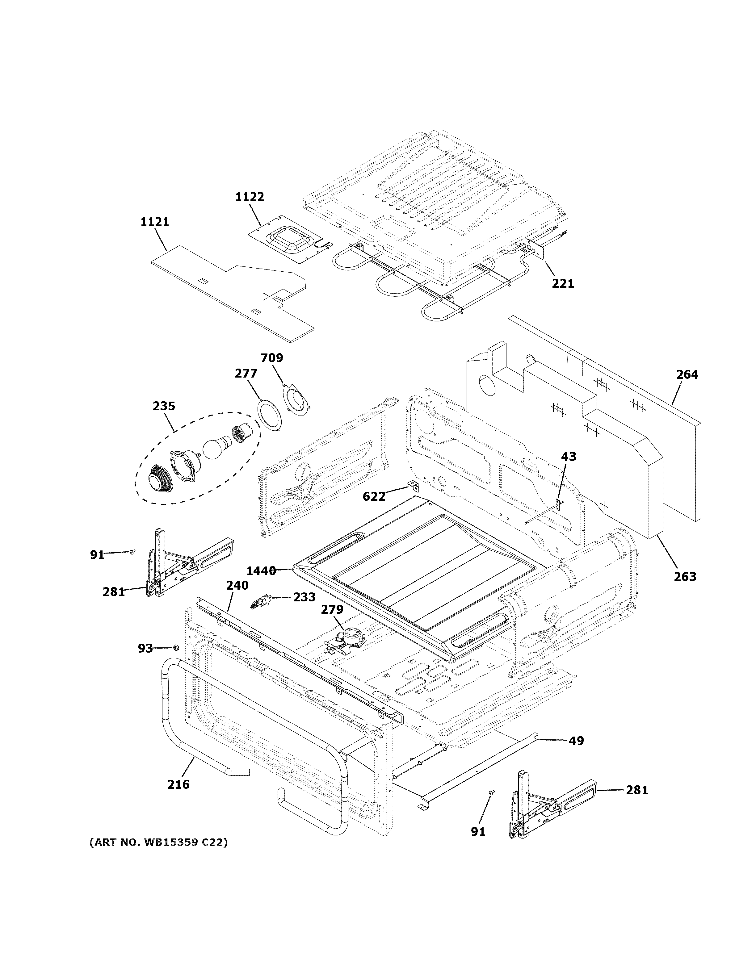 GE CGS750M2N1S5 upper oven diagram
