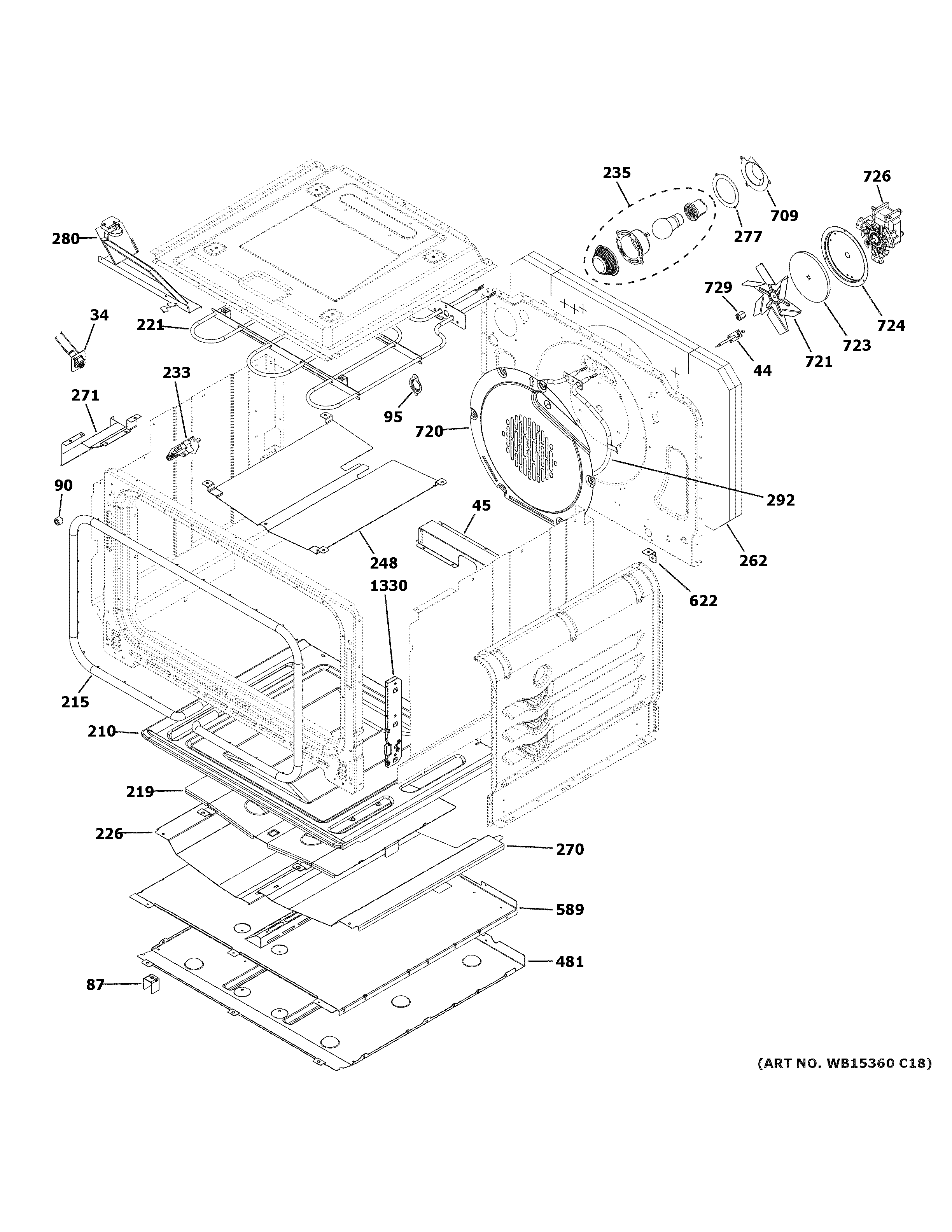 GE CGS750M2N1S5 lower oven diagram