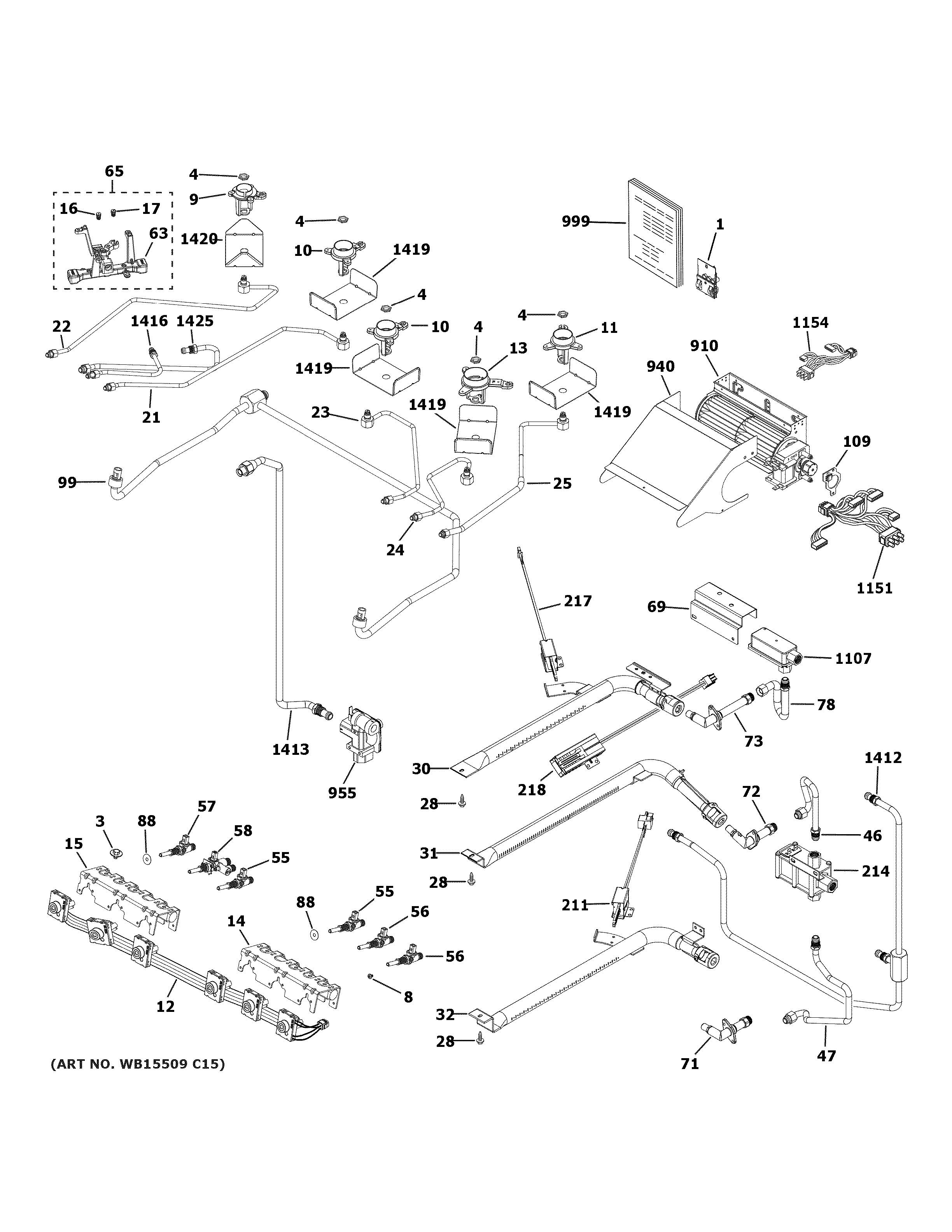 GE CGS750P3M2D1 gas & burner parts diagram