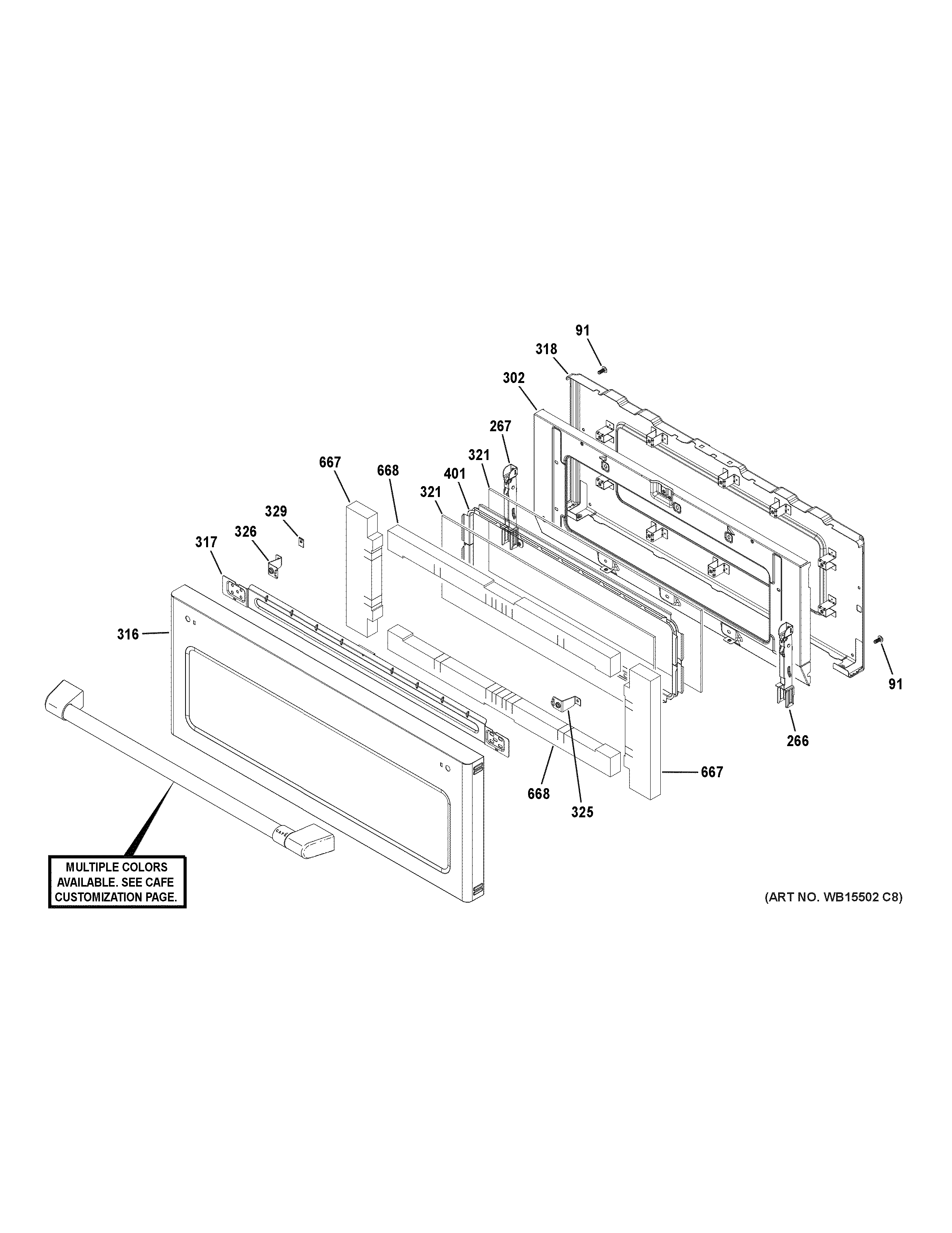 GE CGS750P3M2D1 upper door diagram