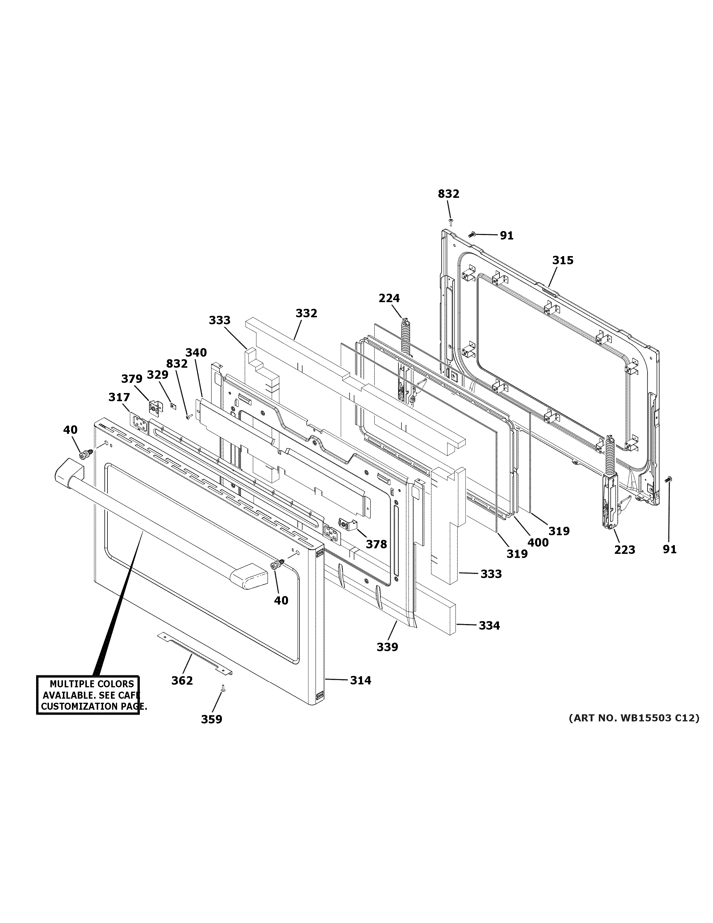 GE CGS750P3M2D1 lower door diagram