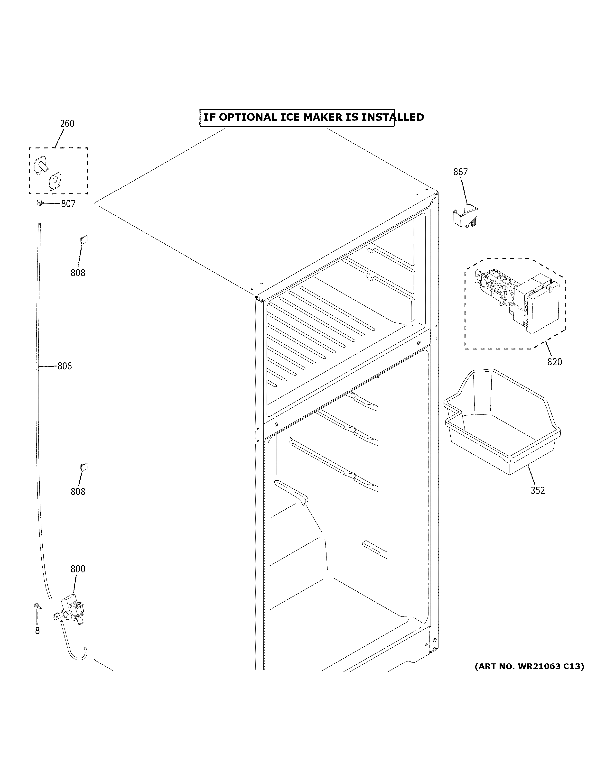 GE GTE16GTNDLWW ice maker diagram